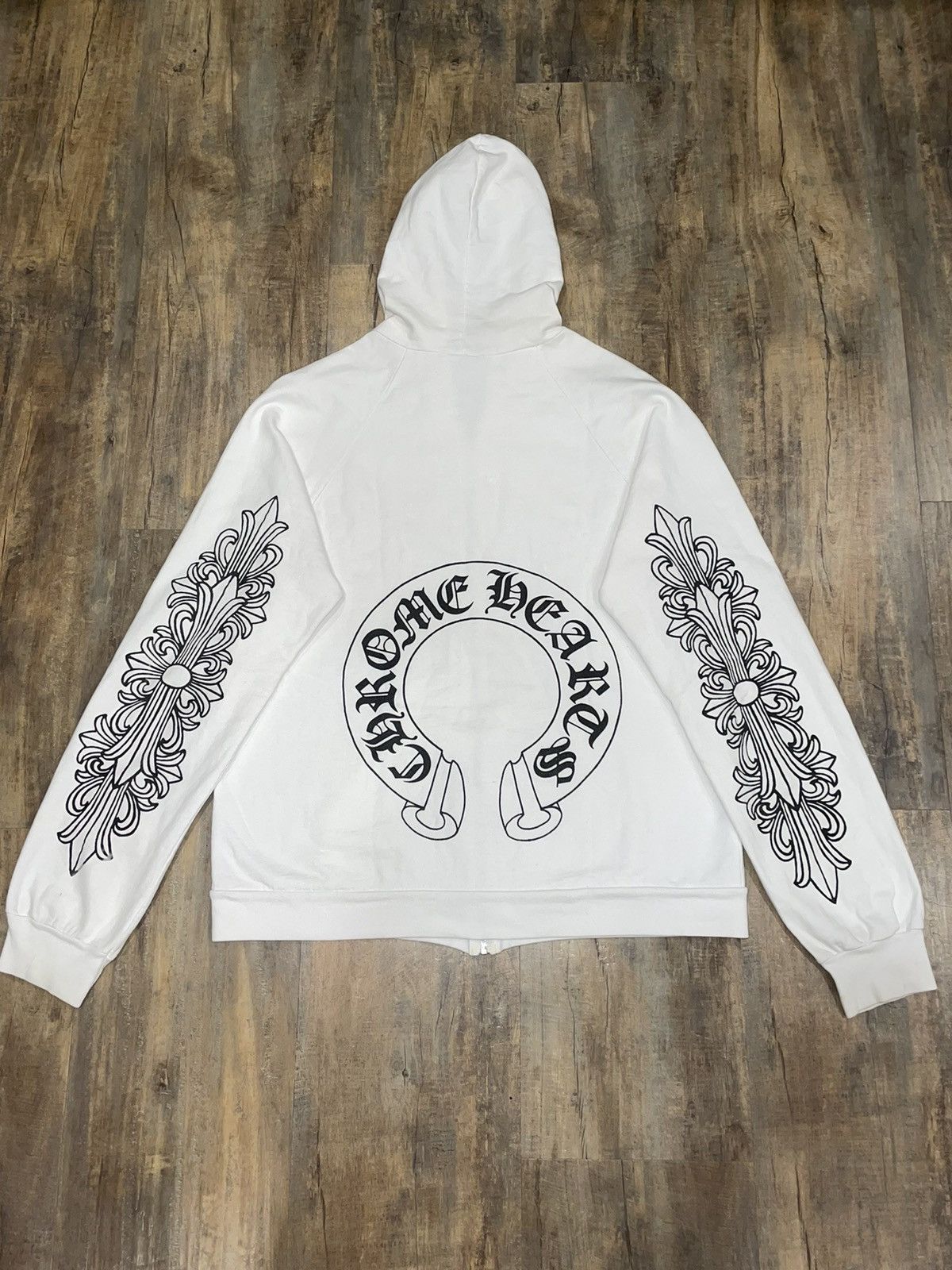 RARE Chrome Hearts Floral Cross Horseshoe Logo Zip Up Hoodie