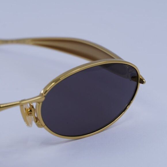 Bottega Veneta Bottega Veneta BV1386S 001 Sunglasses Gold Oval Frame, Grey Size ONE SIZE - 9 Thumbnail