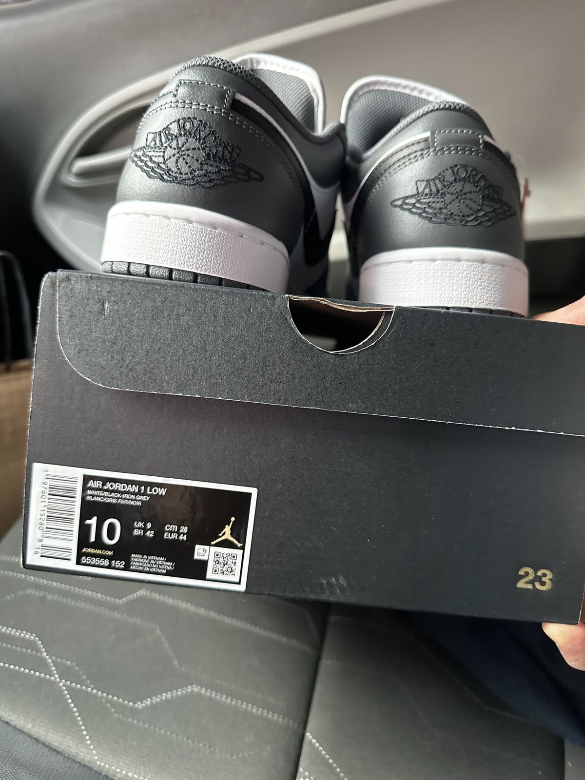 New* Size 10 Men Air Jordan Low White Black Iron Gray