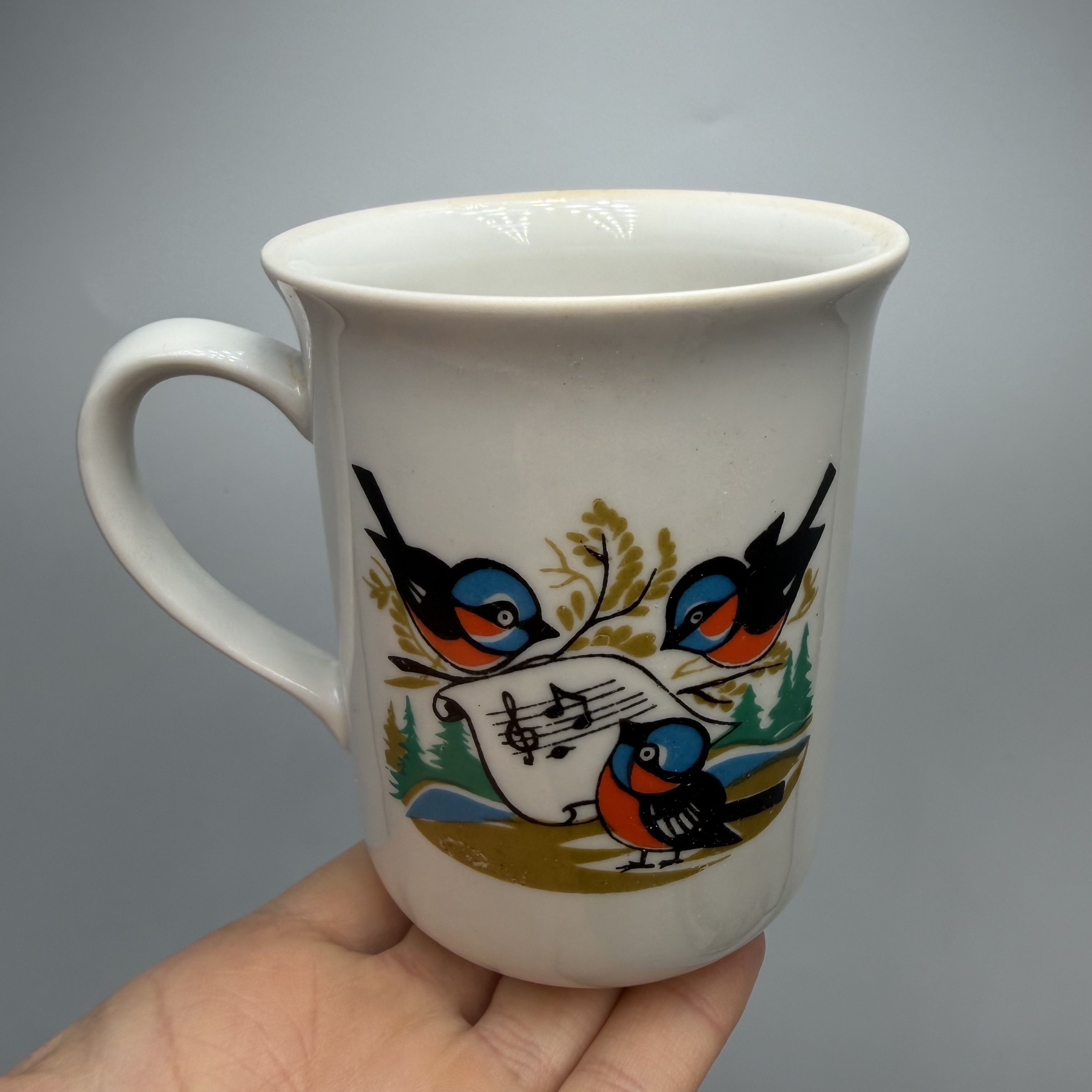 Vintage Vintage USSR Porcelain Mug Kyiv EKHZ 250ml Bird Music Design Size ONE SIZE - 1 Thumbnail