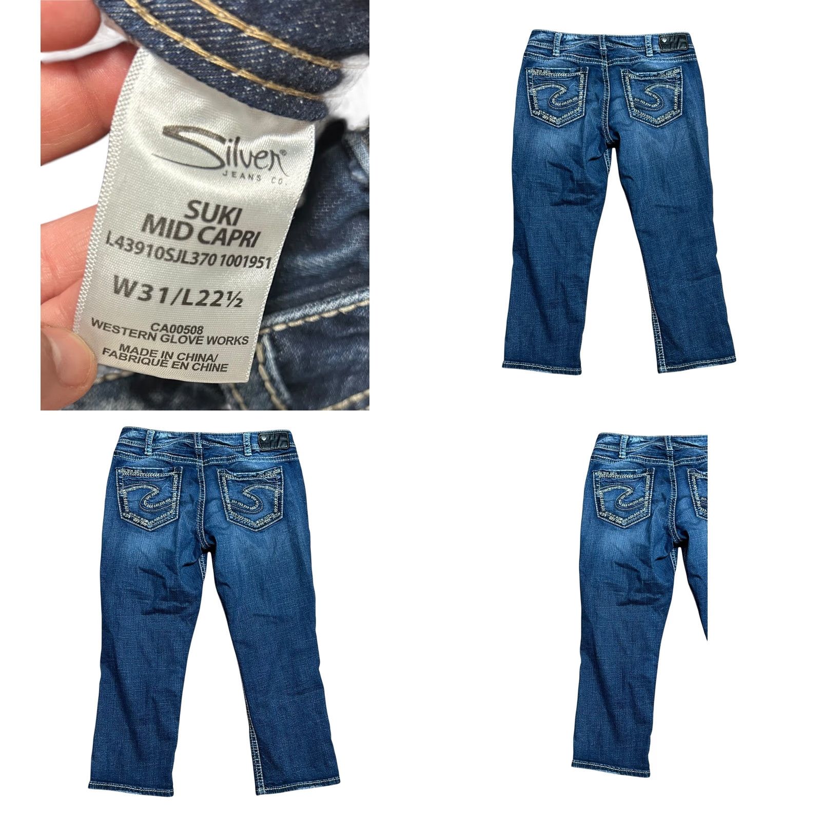 Silver Jeans Co. Silver Jeans Suki Mid Capri Jeans Women 31x22 1/2 Blue Super Stretch Denim 5-Pocket Brand: Silver Jeans Womens Regular Fit Capri Style Size 26" / US 2 / IT 38 - 9 Thumbnail