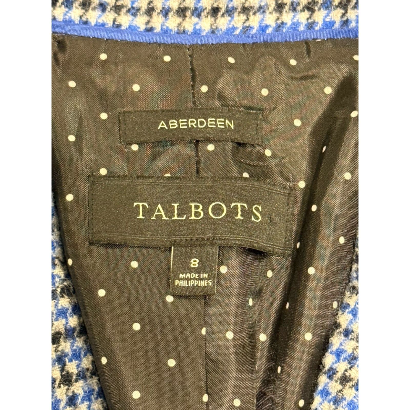 Talbots VINTAGE Talbots Aberdeen Blazer Jacket Size 8 Houndstooth 2 Buttons Surgeon Cuffs NWOT Size M / US 6-8 / IT 42-44 - 2 Thumbnail
