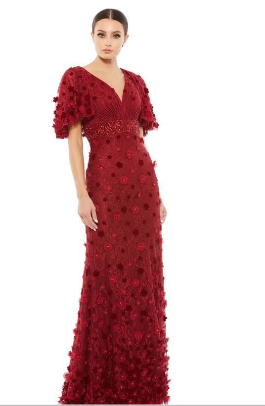 Image of Designer (7) Mac Duggal Embellished Floral Gown, Size 2 in Red, Women's