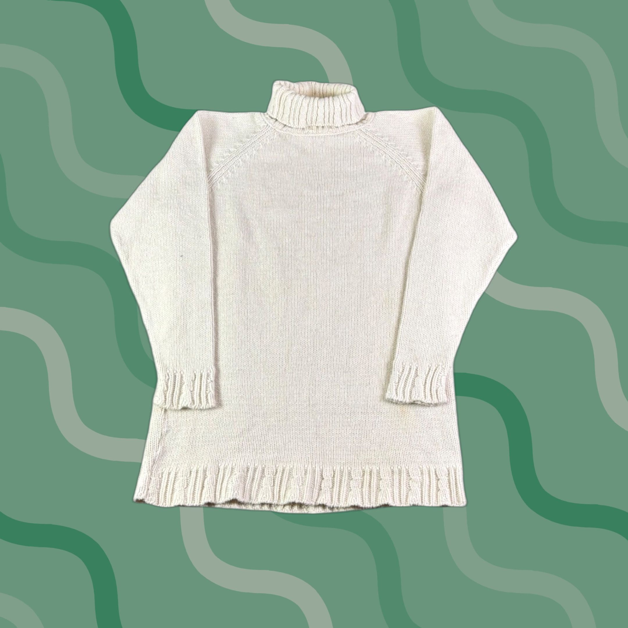 Vintage VINTAGE LL Bean Womens Cream Cotton Turtleneck Sweater Dress Cable Knit Size M Size M / US 6-8 / IT 42-44 - 1 Thumbnail