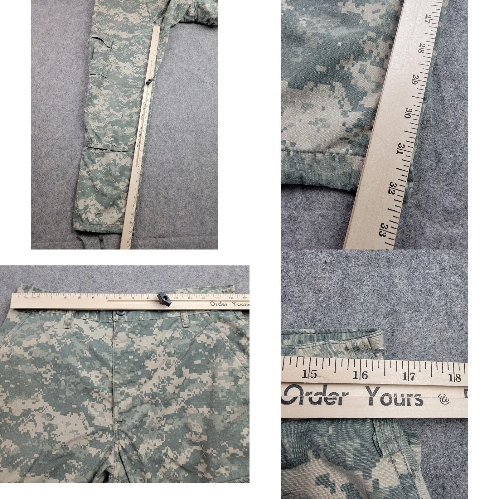 Vintage Tulahuma Industries LLC Army Combat Uniform Pants Mens M Long Ripstop Camouflage ACU Cargo 32x32.5in Khakis Pockets Adjustable Waist Size US 31 - 10 Thumbnail