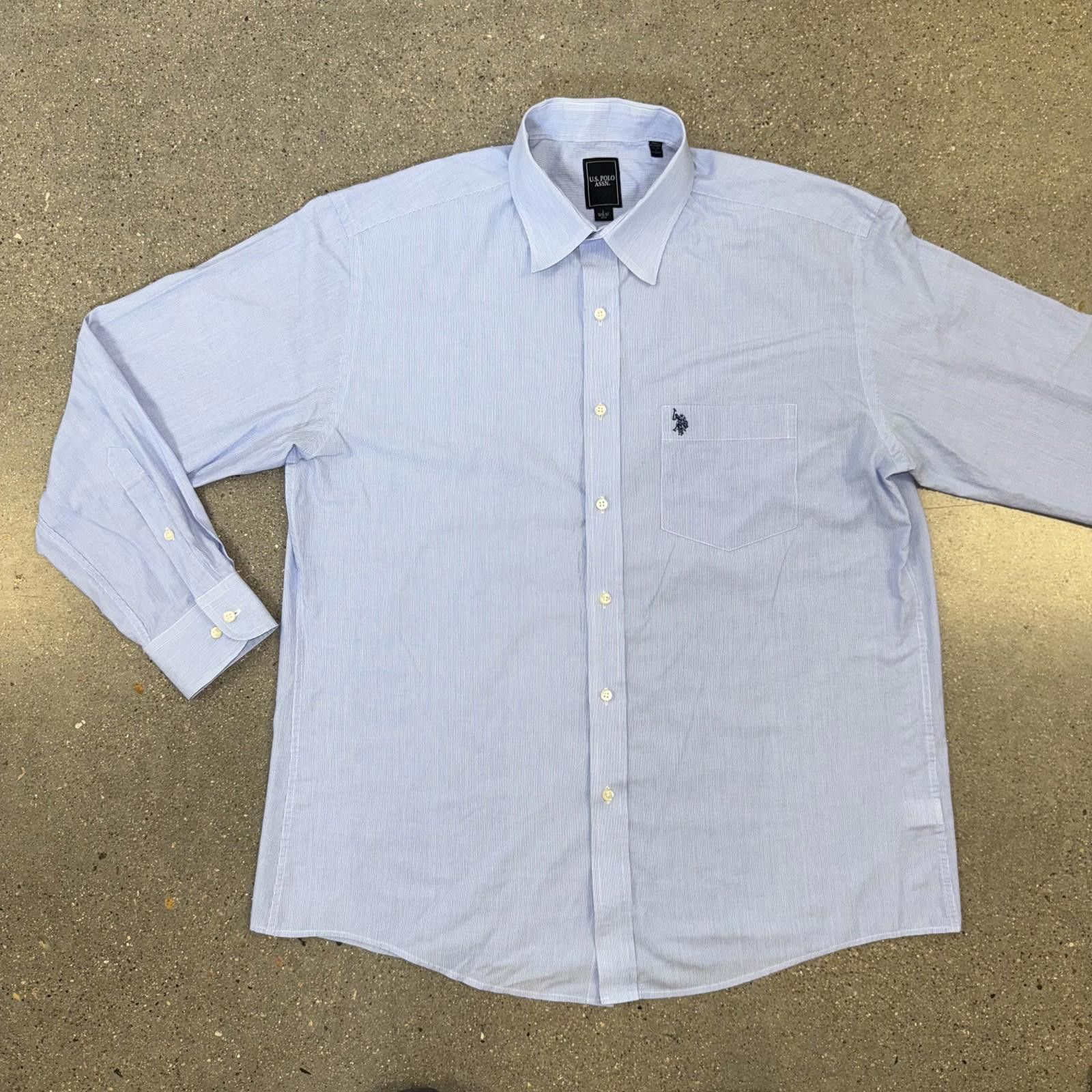 U.S. Polo Assn. US Polo Assn Shirt Mens L Blue Button Down Long Sleeve Logo Size 42R - 1 Thumbnail