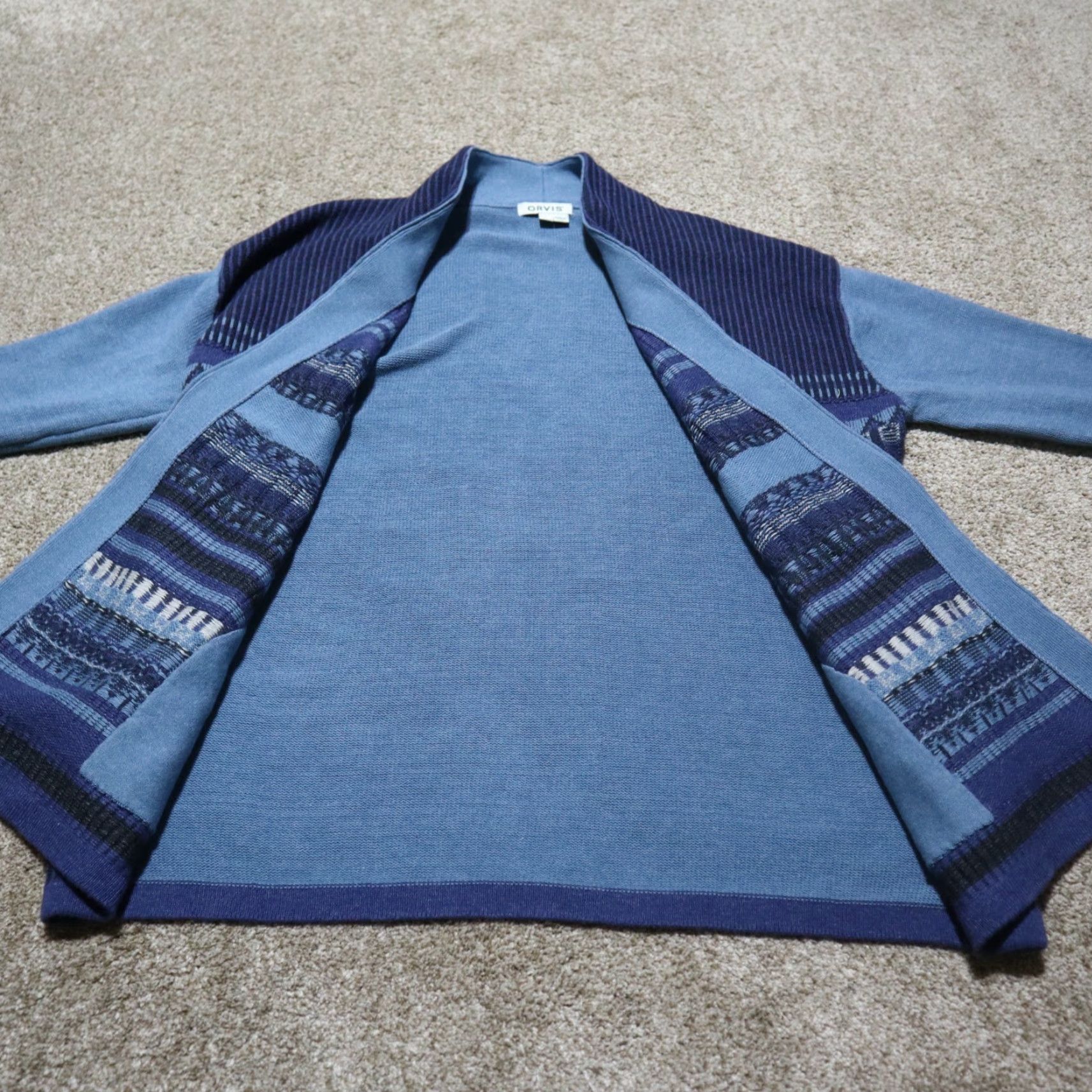 Orvis VINTAGE Orvis Cotton Knit Cardigan Women's Size Large Blue Casual Open Front Pockets Sweater Size L / US 10 / IT 46 - 4 Thumbnail