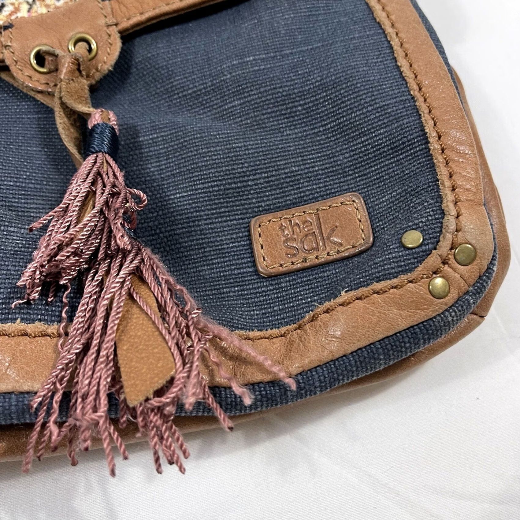 The Sak The Sak Ventura Convertible Bohemian Style Denim Leather Crossbody Backpack Size ONE SIZE - 3 Thumbnail