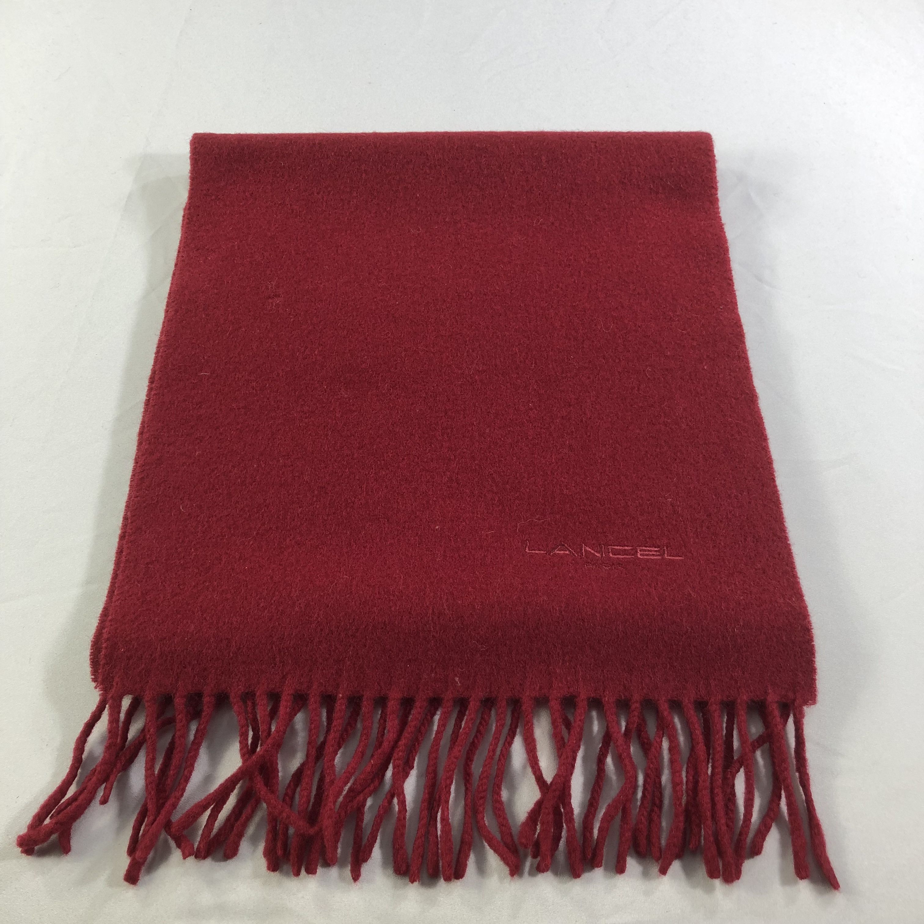 Lancel Lancel Plain Burgundy Wool Scarf Muffler V1567 Size ONE SIZE - 3 Thumbnail