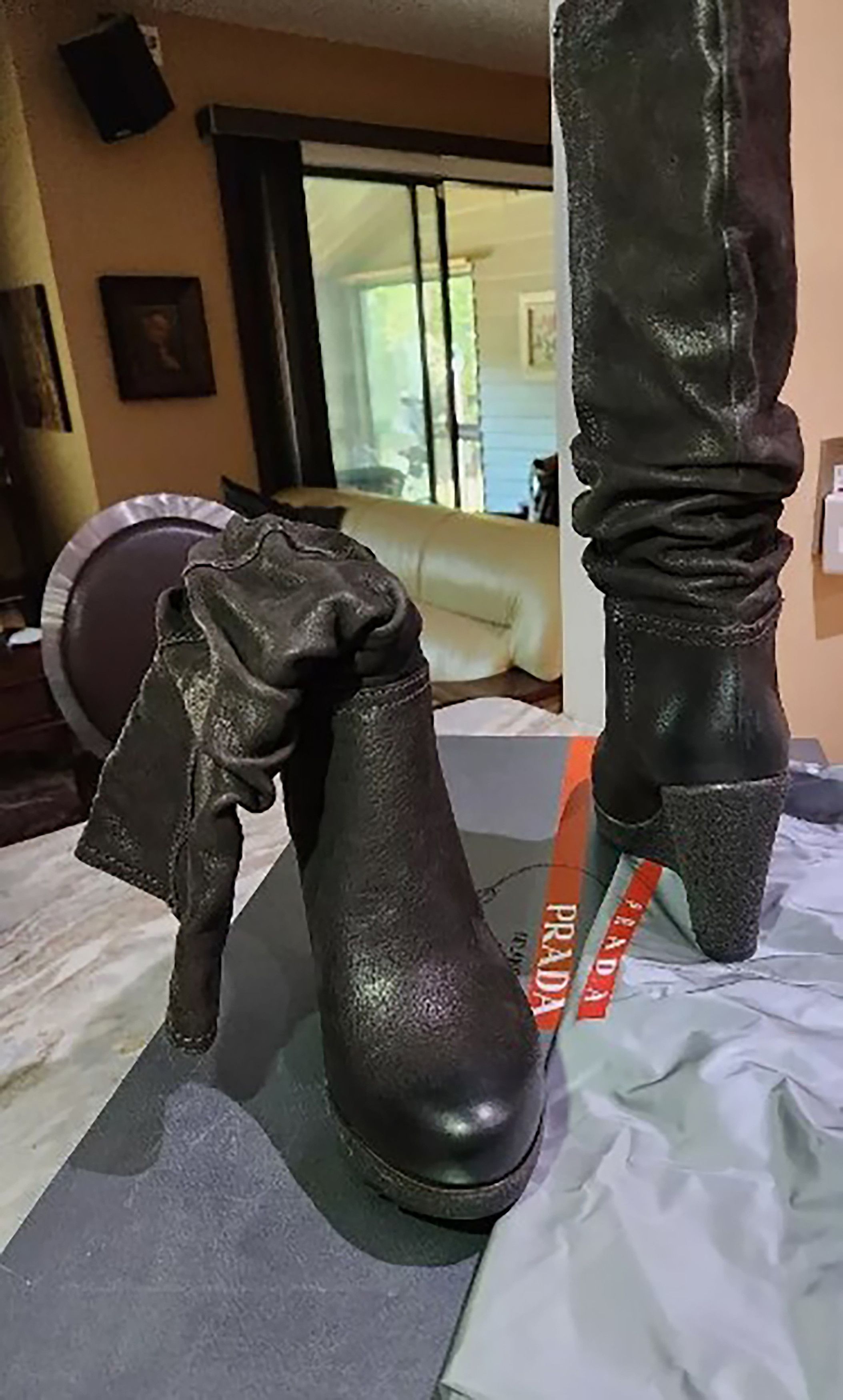 Prada PRADA LINEA ROSSA Lady's Leather Suede Platform Boots Sz 8 Size US 8 / IT 38 - 3 Thumbnail