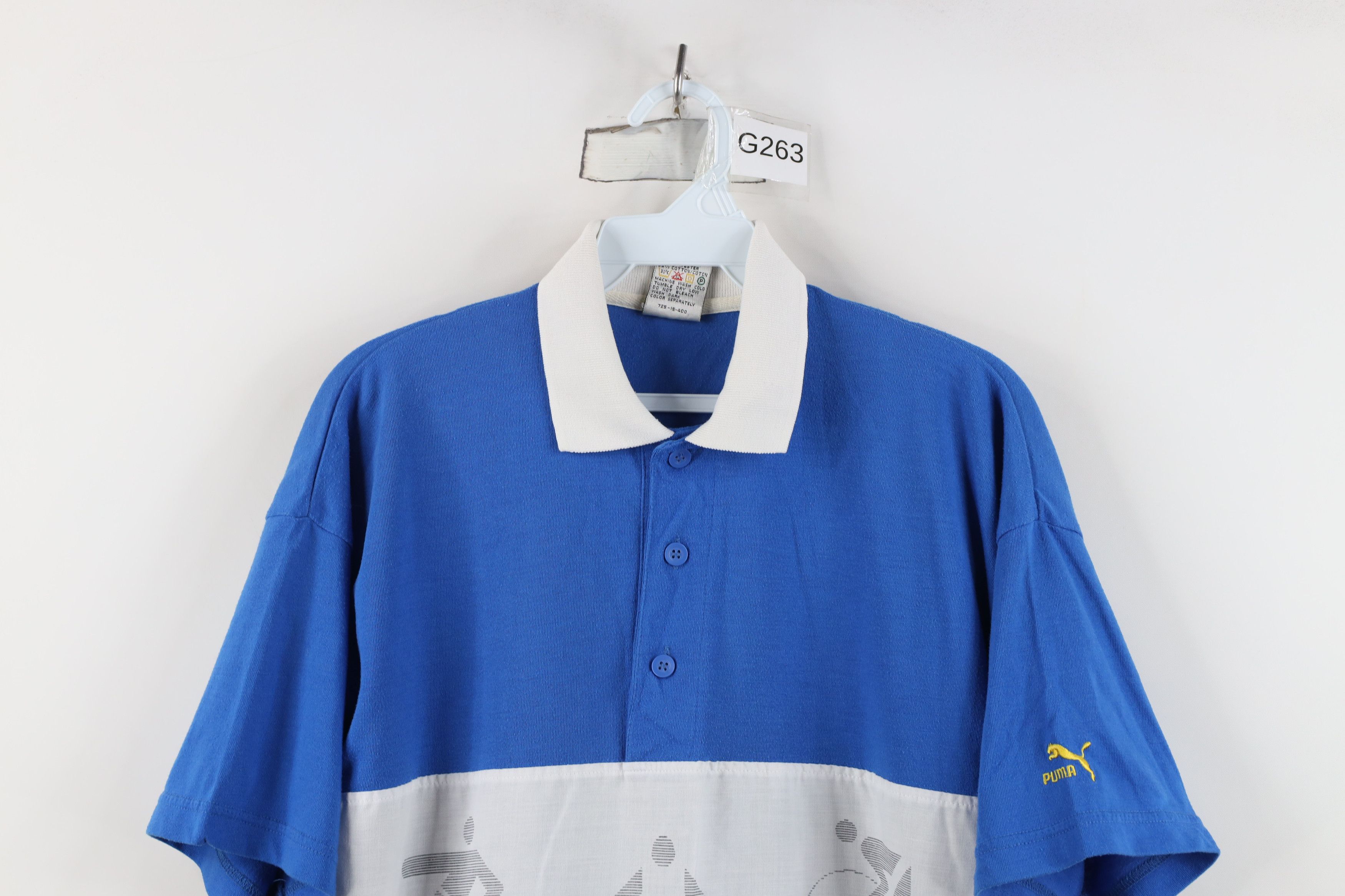 Puma Vintage 80s 90s Puma Sports Collared Rugby Polo Shirt Blue Size US M / EU 48-50 / 2 - 2 Thumbnail
