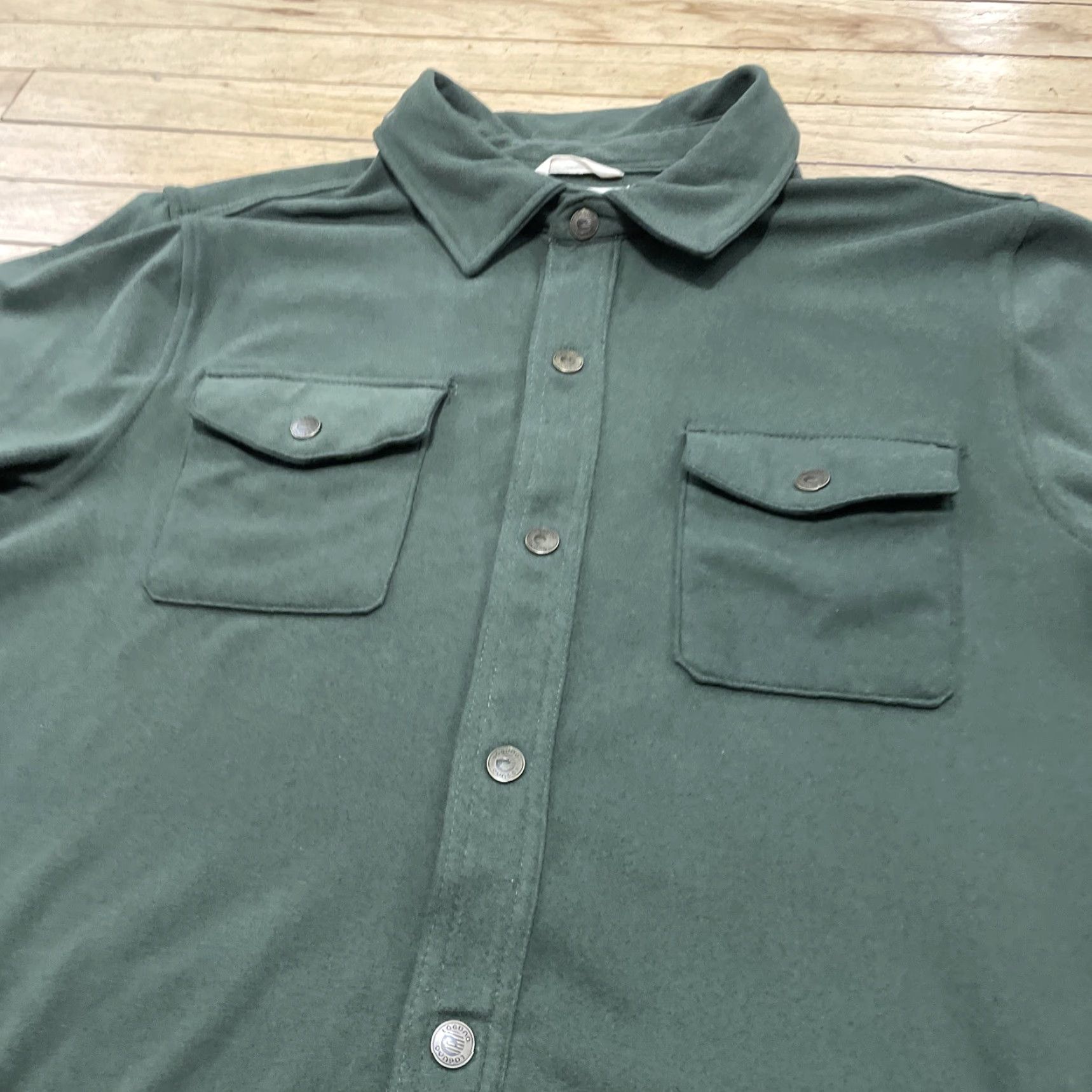 CO VINTAGE Laguna Beach Shacket Men XL Olive Green Y2K Flannel Snap Cap Capsule Shacket Casual Size US XL / EU 56 / 4 - 3 Thumbnail