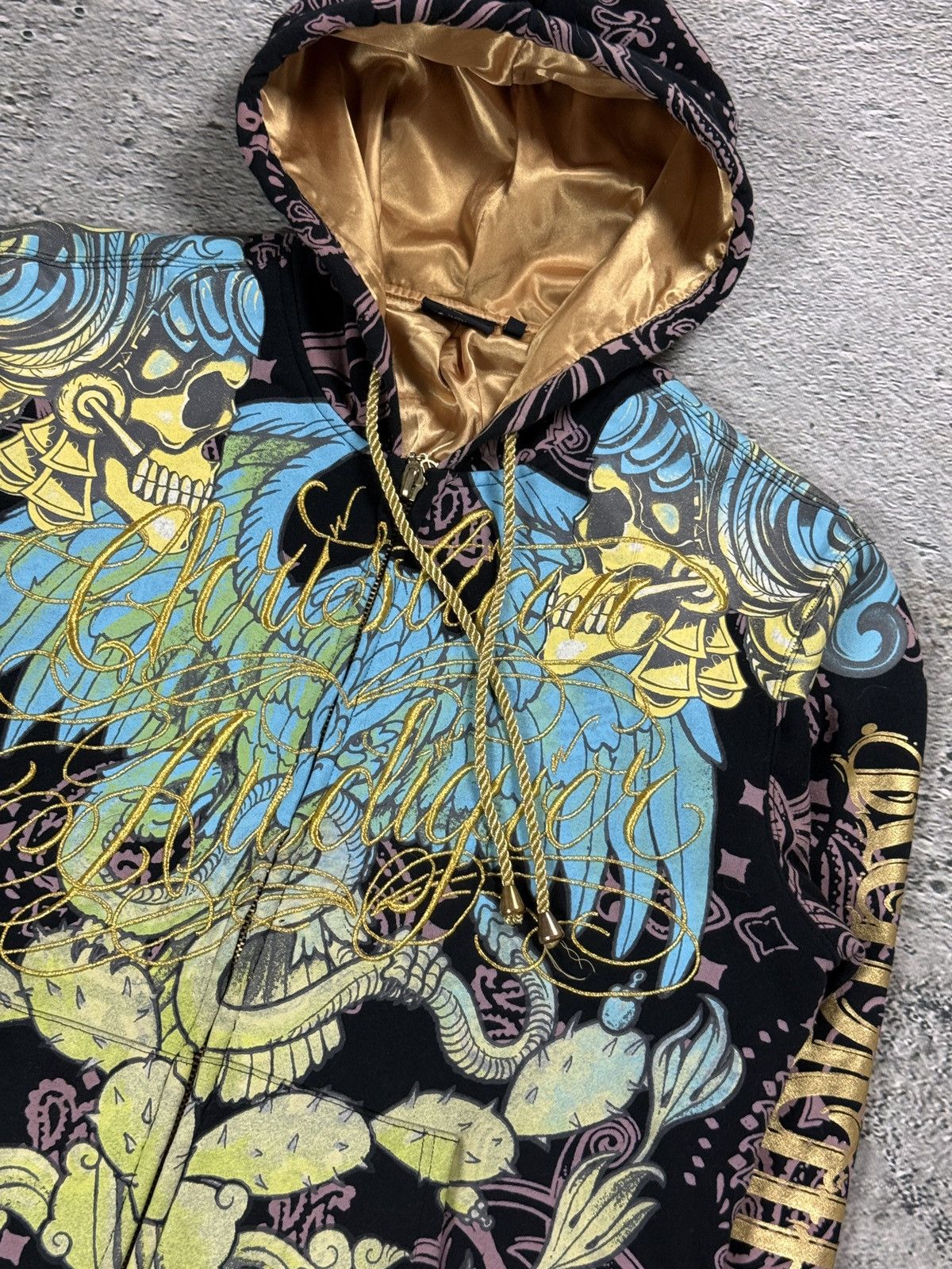 Ed Hardy Ed Hardy zip hoodie vintage Christian Audigier gold black Size US XL / EU 56 / 4 - 3 Thumbnail