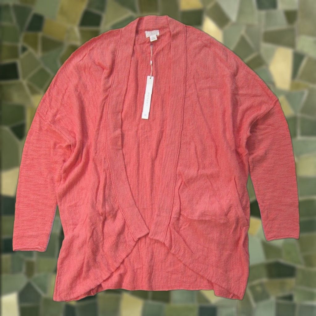 Pinko NWT Caslon Coral Pink Knit Oversized Long Pocket Cardigan Sweater Women Medium Size M / US 6-8 / IT 42-44 - 1 Thumbnail