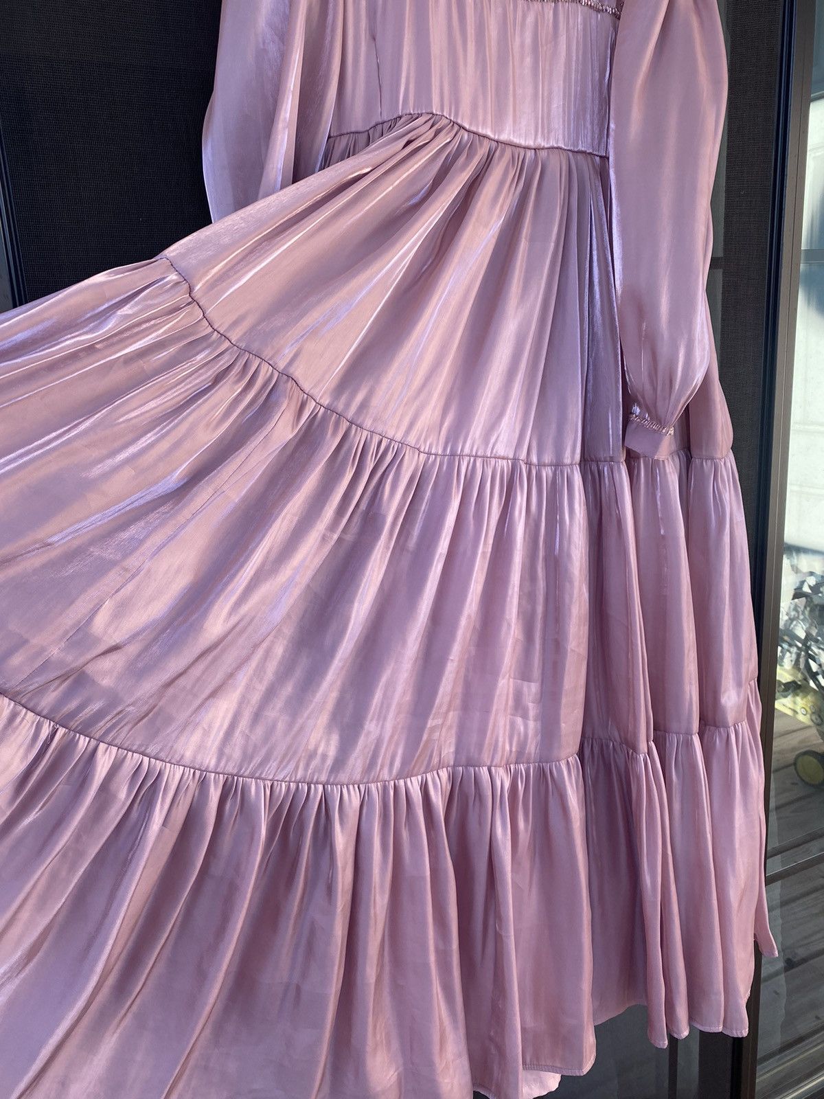 Other Gorgeous Sz L Pink Ruffle Tiered Partywear Maxi Beaded Dress Size L / US 10 / IT 46 - 3 Thumbnail
