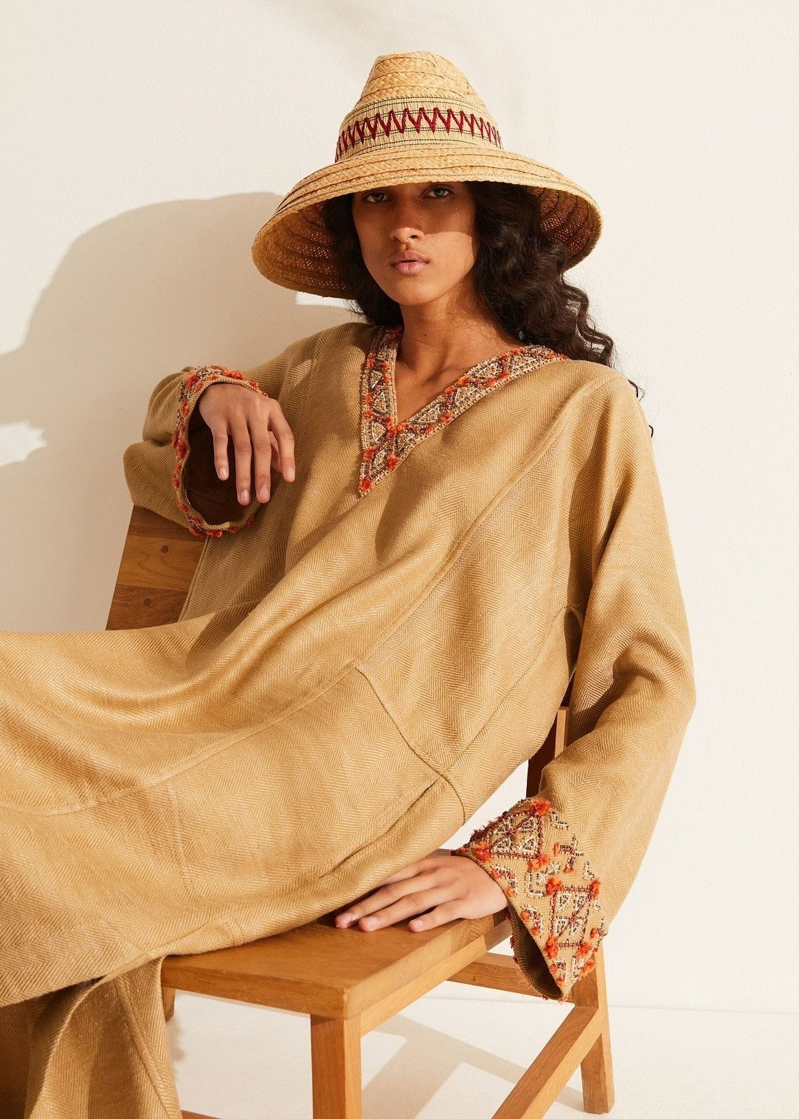 Loro Piana o1srvl11e0824 Yari Linen Silk Chevron Maxi Dress in Brown Size M / US 6-8 / IT 42-44 - 5 Thumbnail