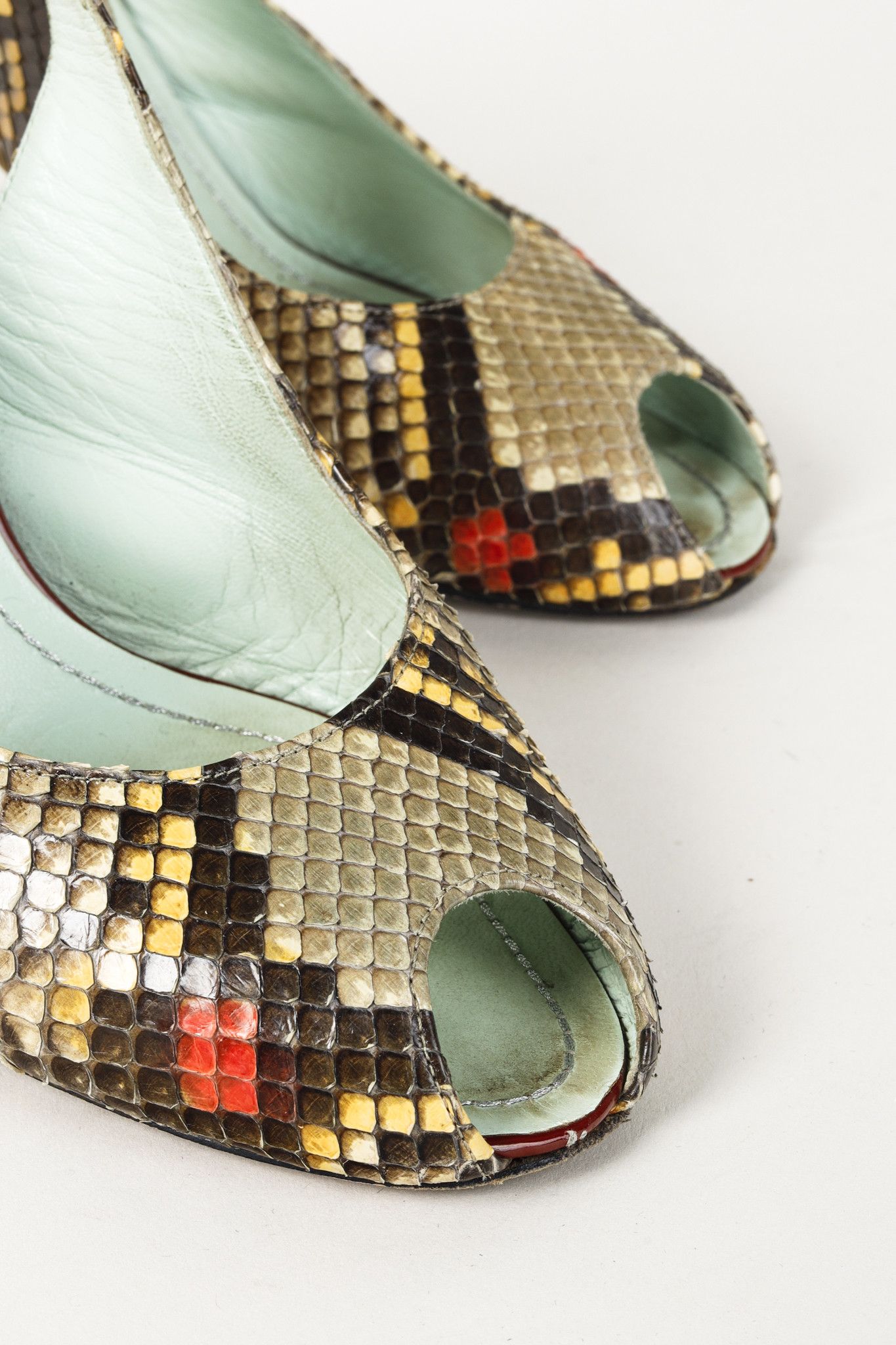 Rene Caovilla Rene Caovilla Snakeskin Peep-Toe Slingback Heels Size US 6.5 / IT 36.5 - 6 Thumbnail