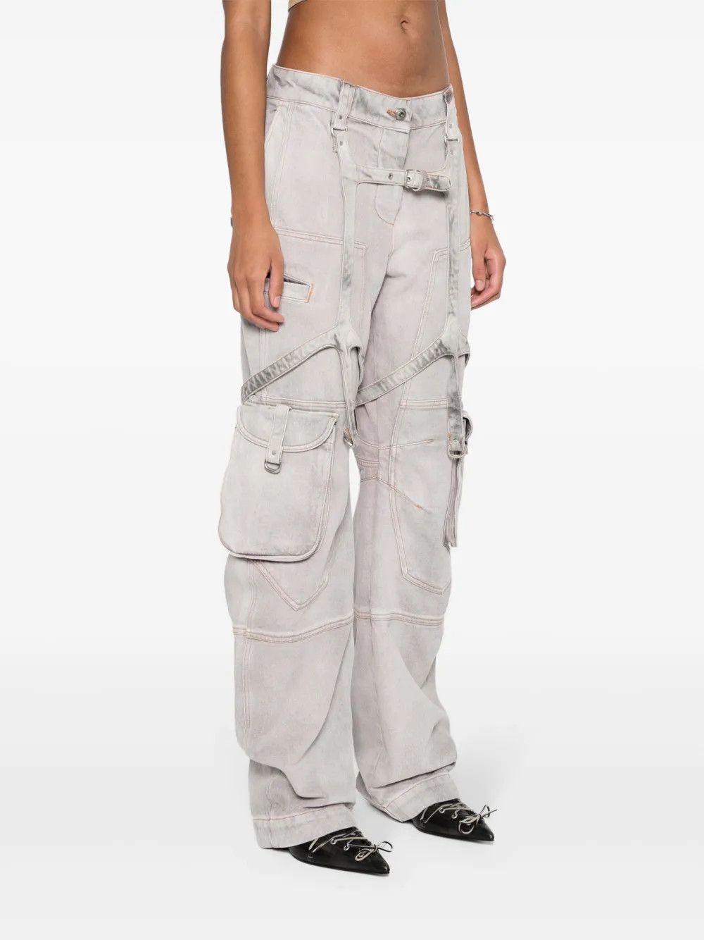 Off-White o1y1225 Cargo Denim Pant in Light Gray Size 26" / US 2 / IT 38 - 3 Thumbnail