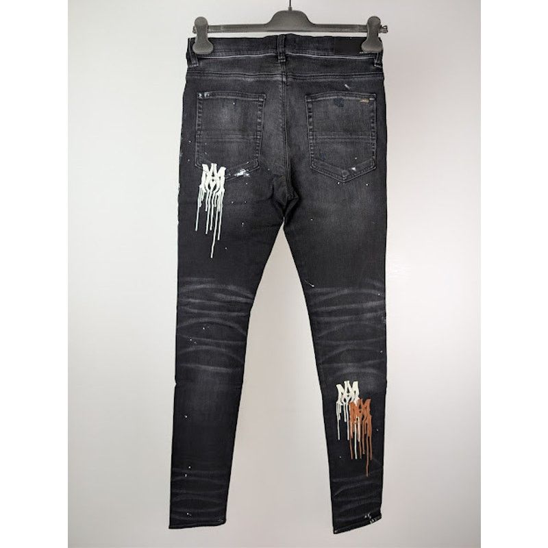 Amiri o1rshd1 MA Drip Skinny Denim Jeans in Aged Black Size US 34 / EU 50 - 19 Thumbnail