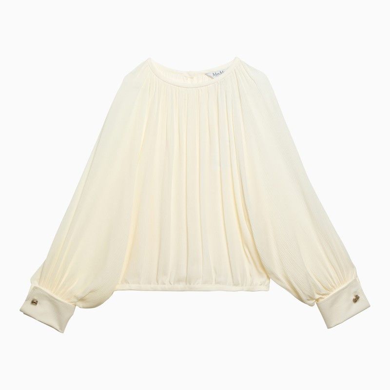 Image of Max Mara Ivory-White Silk Blouse, Women's (Size XS)