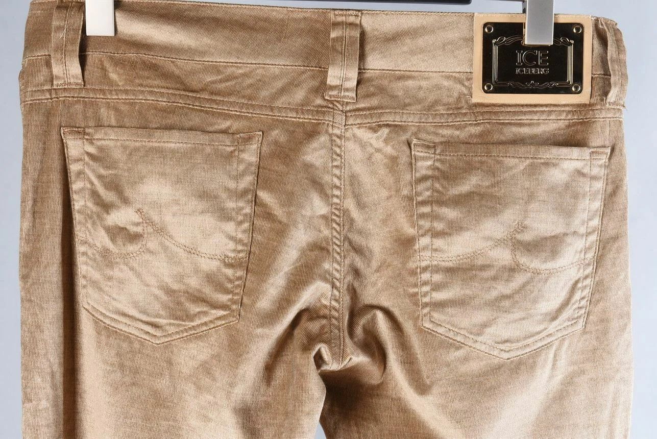 Iceberg Women's Iceberg Gold Corduroy Velvet Trousers Size L Size 36" / US 14 / IT 50 - 5 Thumbnail