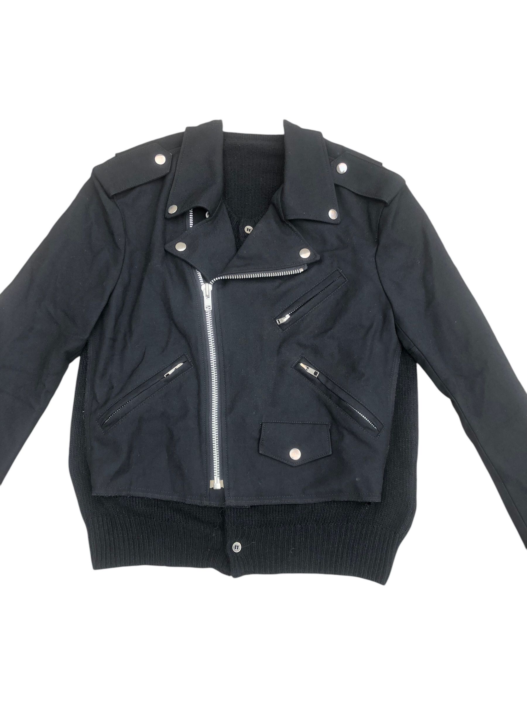 Comme des Garcons Archive AD2013 COMME DES GARCONS Biker Jacket Wool Cardigan Size US S / EU 44-46 / 1 - 3 Thumbnail