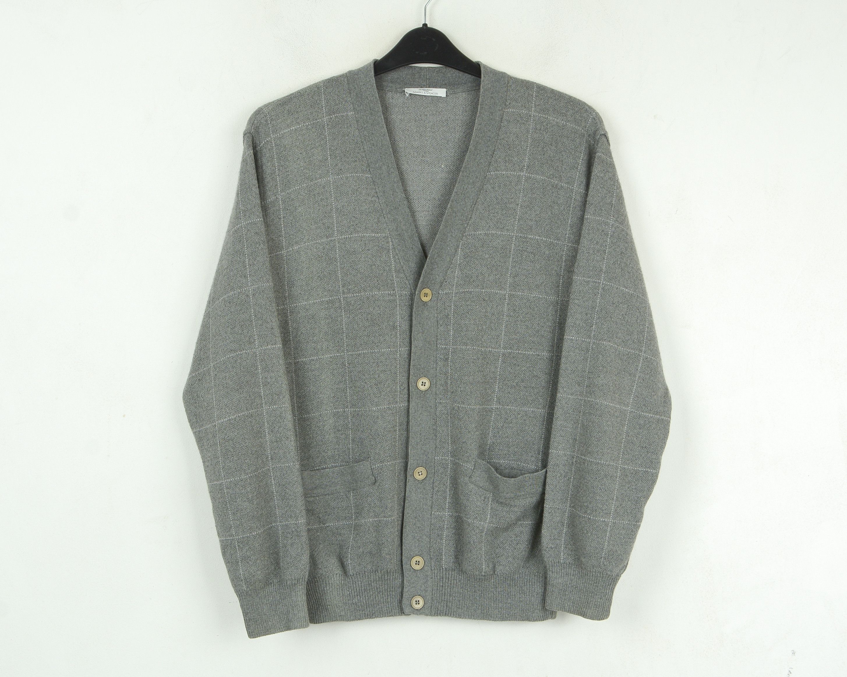 Marks & Spencer Grey S Cardigan Jumper Jacket Sweater Lambswool Smart Check Size US S / EU 44-46 / 1 - 1 Thumbnail