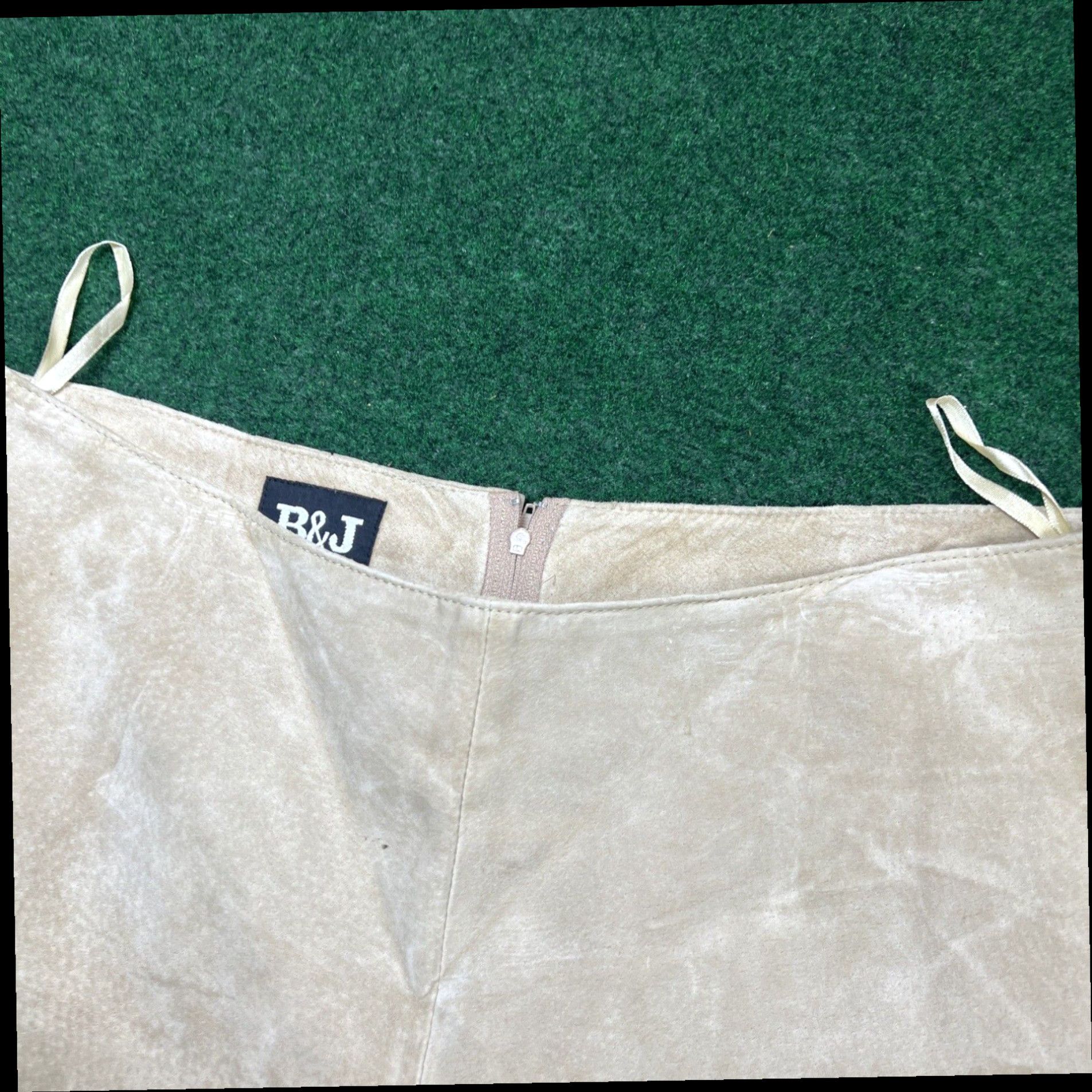 Vintage B&J Tan Solid Leather SUEDE Straight Leg Pants L Regular Size 10 32x28 Size 32" / US 10 / IT 46 - 4 Thumbnail