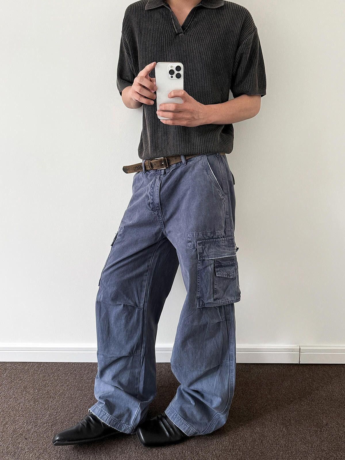 Other Multi Pocket Blue Corduroy Cargo Pants Size US 30 / EU 46 - 4 Thumbnail