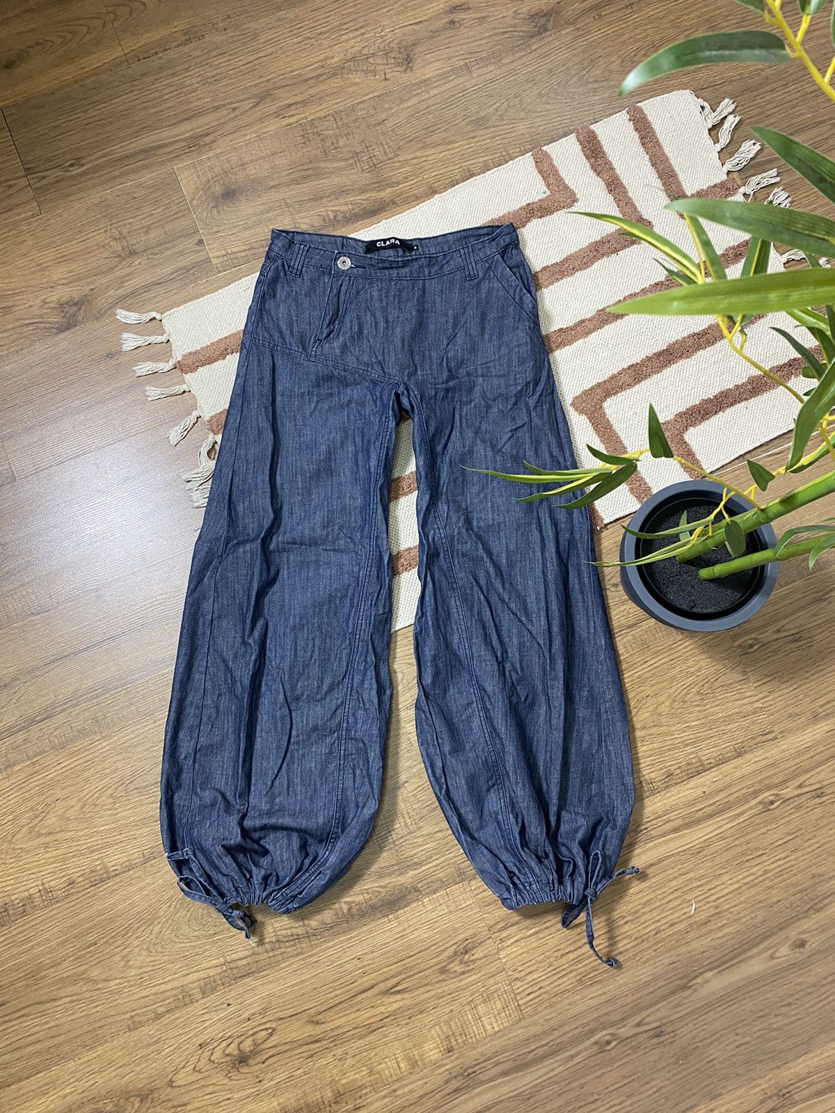 Vintage AVANT GARDE PARACHUTES DENIM TIE PANTS Size 26" / US 2 / IT 38 - 4 Thumbnail