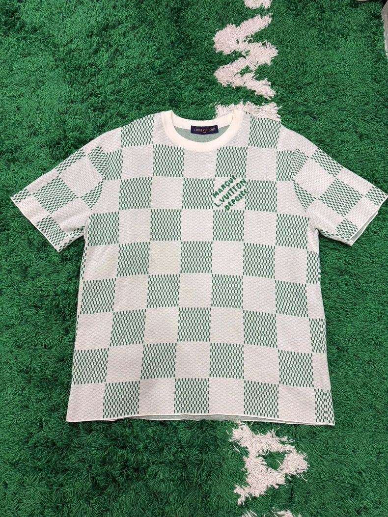 Louis Vuitton Louis Vuitton 24 White Green Check Tee - dmc Size US XXL / EU 58 / 5 - 1 Thumbnail