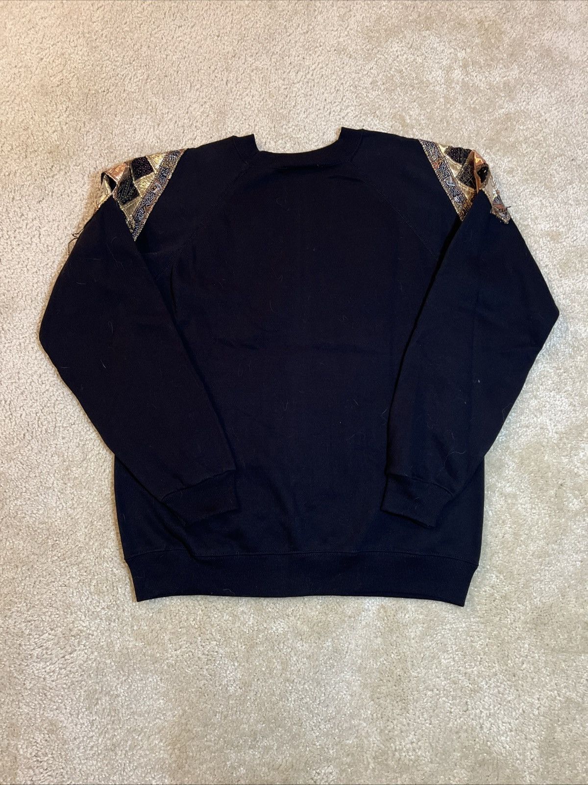 Vintage Janie Ekberg 80s Patch Work Art Crewneck Pullover Sweater Size L / US 10 / IT 46 - 2 Thumbnail