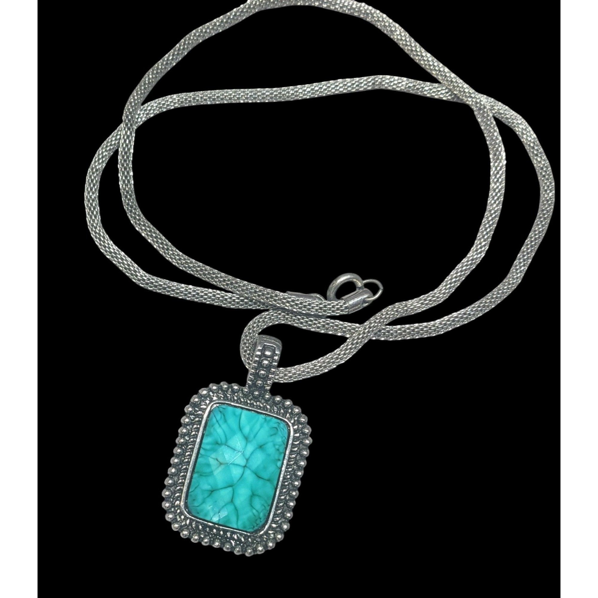 Other Funky Faceted Turquoise Tone Pendant Necklace Size ONE SIZE - 1 Thumbnail