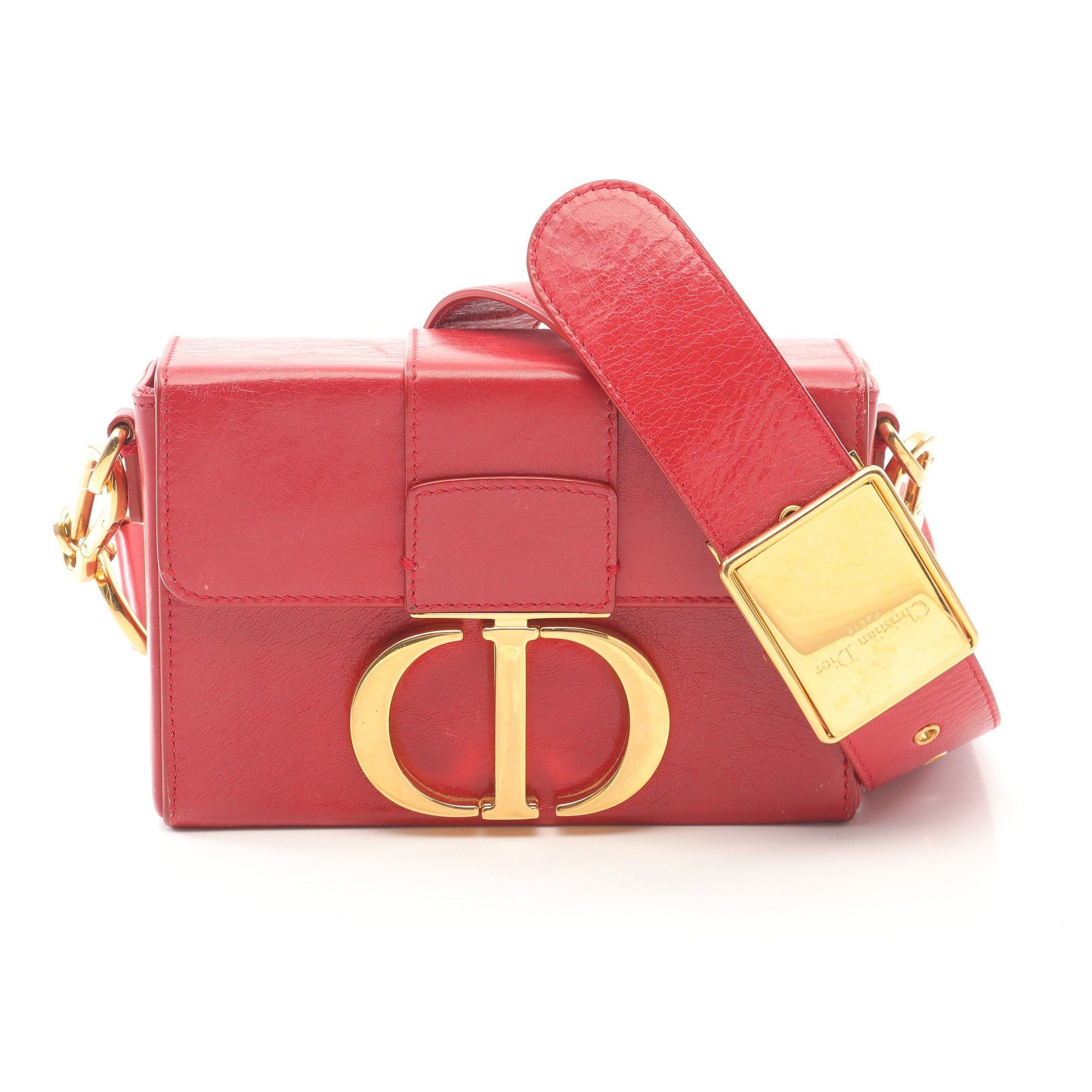 Dior Dior 30 Montaigne Box Shoulder Bag Leather Red Size ONE SIZE - 1 Thumbnail
