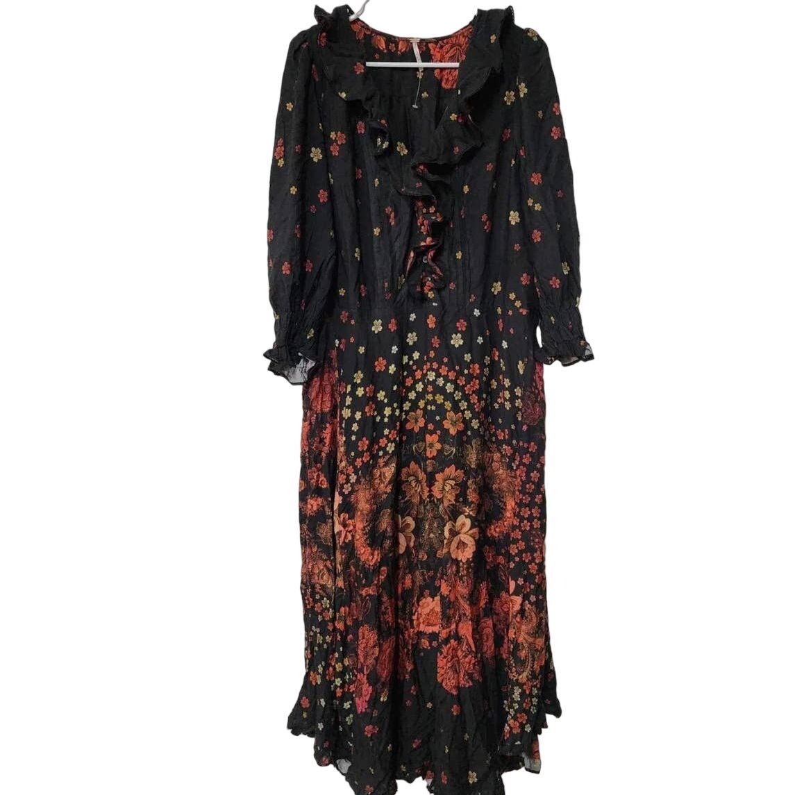 Free People New Free People Talsey Maxi Dress $198 MEDIUM Black Floral Size M / US 6-8 / IT 42-44 - 5 Thumbnail