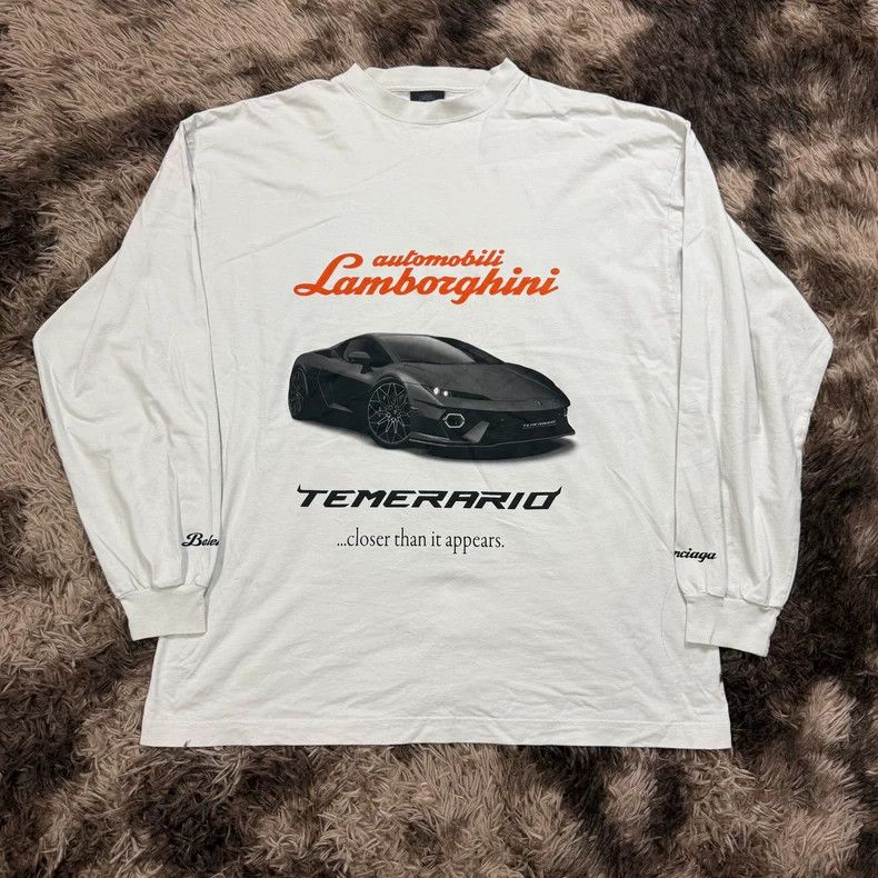 【BALENCIAGA】Automobili Lamborghini Long Sleeve Tシャツ Balenciaga I Automobili Lamborghini Oversized T-shirt in