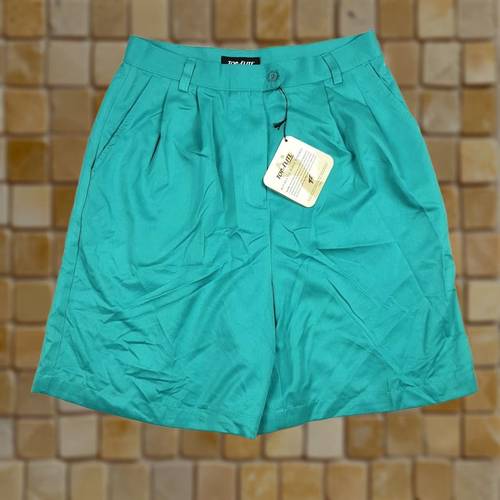 Spalding VINTAGE Spalding Women Chino Shorts 14 High Waist Pleated Teal Blue Athletic Outdoor Golf 90s Womens Size 30" / US 8 / IT 44 - 1 Thumbnail
