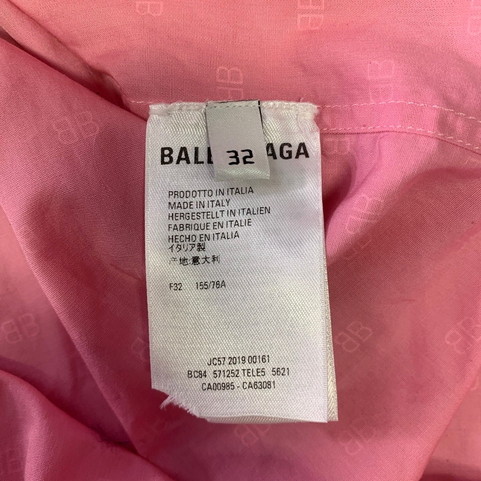 Balenciaga BALENCIAGA Size XS Pink White Monogram Cotton S/S Shirt Size US XS / EU 42 / 0 - 6 Thumbnail