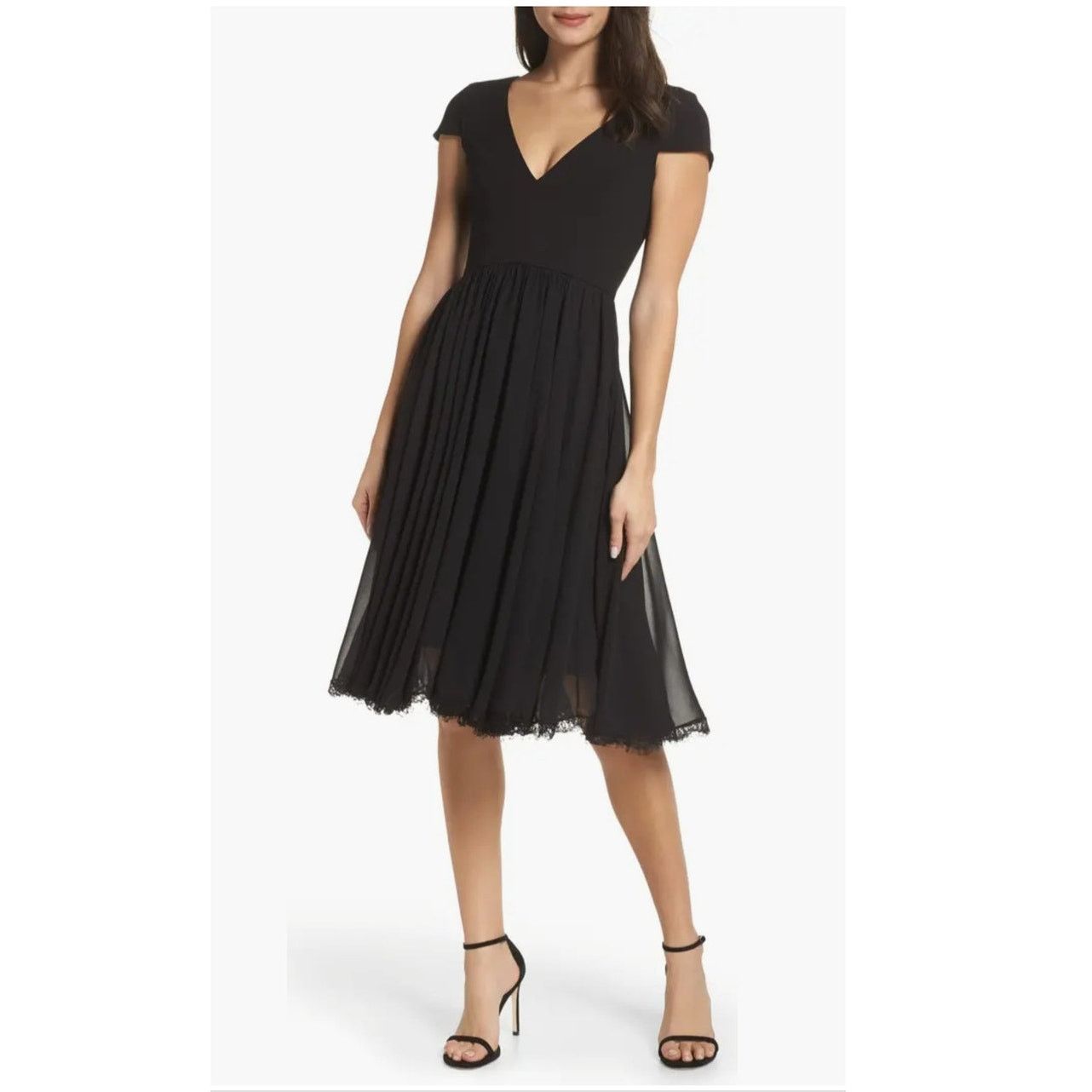 Dress the Population New Dress the Population Corey Dress $198 XS Black LBD Midi Size XS / US 0-2 / IT 36-38 - 4 Thumbnail