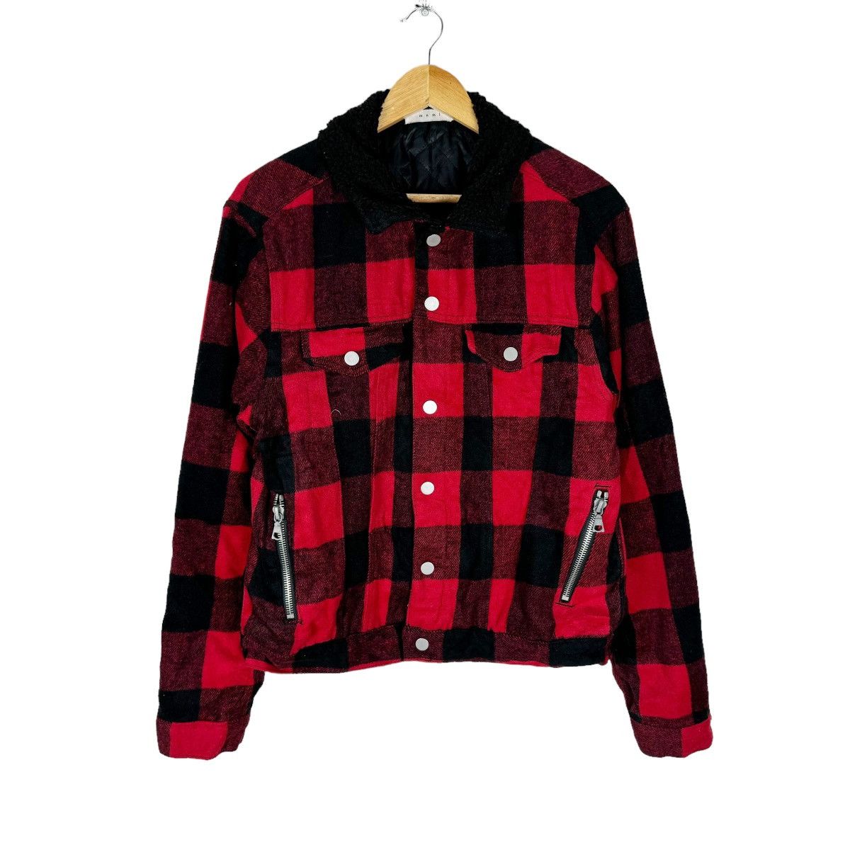 Japanese Brand ☀️MNML BIKERS RED TARTAN BUTTON JACKET Size US L / EU 52-54 / 3 - 1 Thumbnail