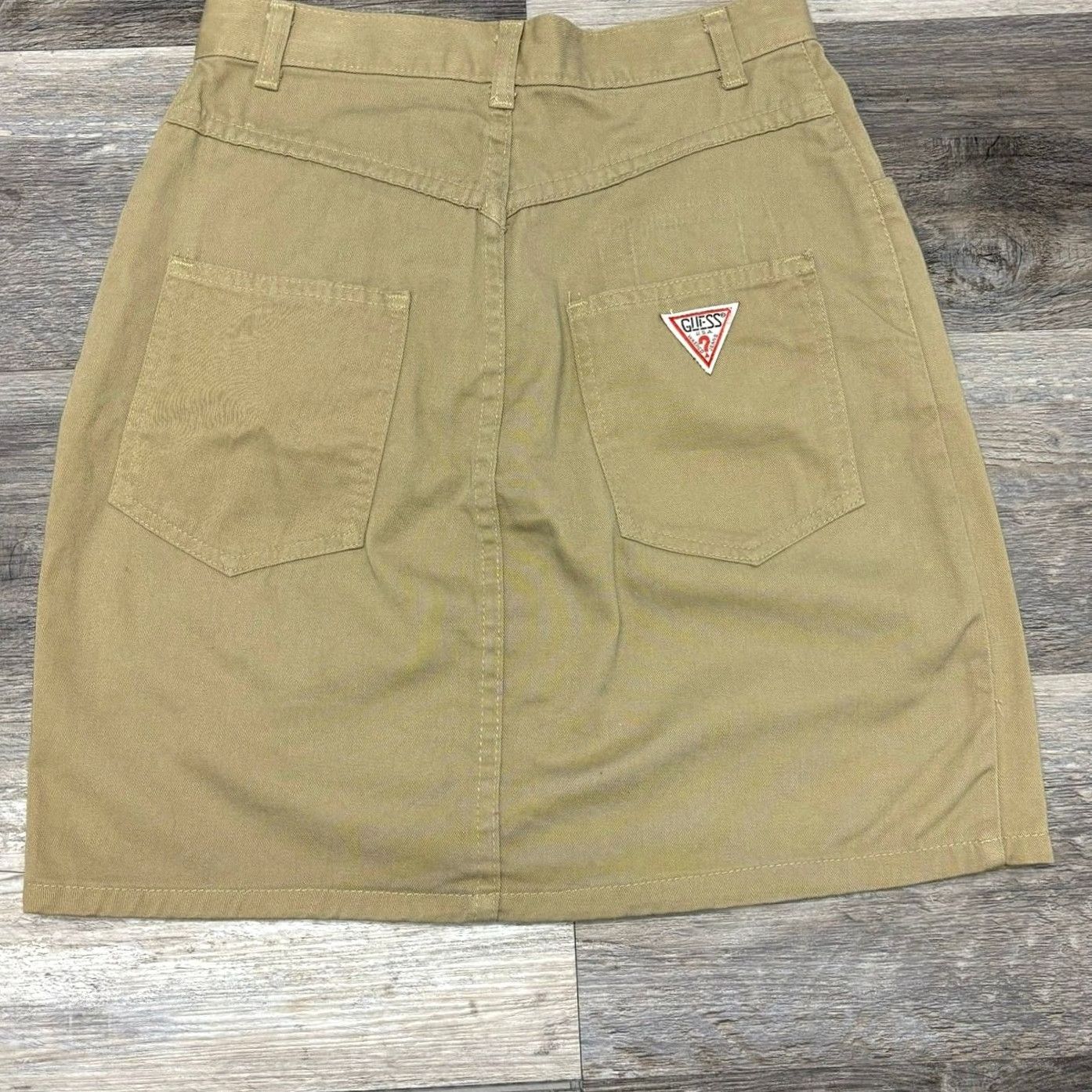 Guess VINTAGE Guess Georges Marciano Tan Green Womens 26" Denim Mini Skirt USA Size 26" / US 2 / IT 38 - 2 Thumbnail
