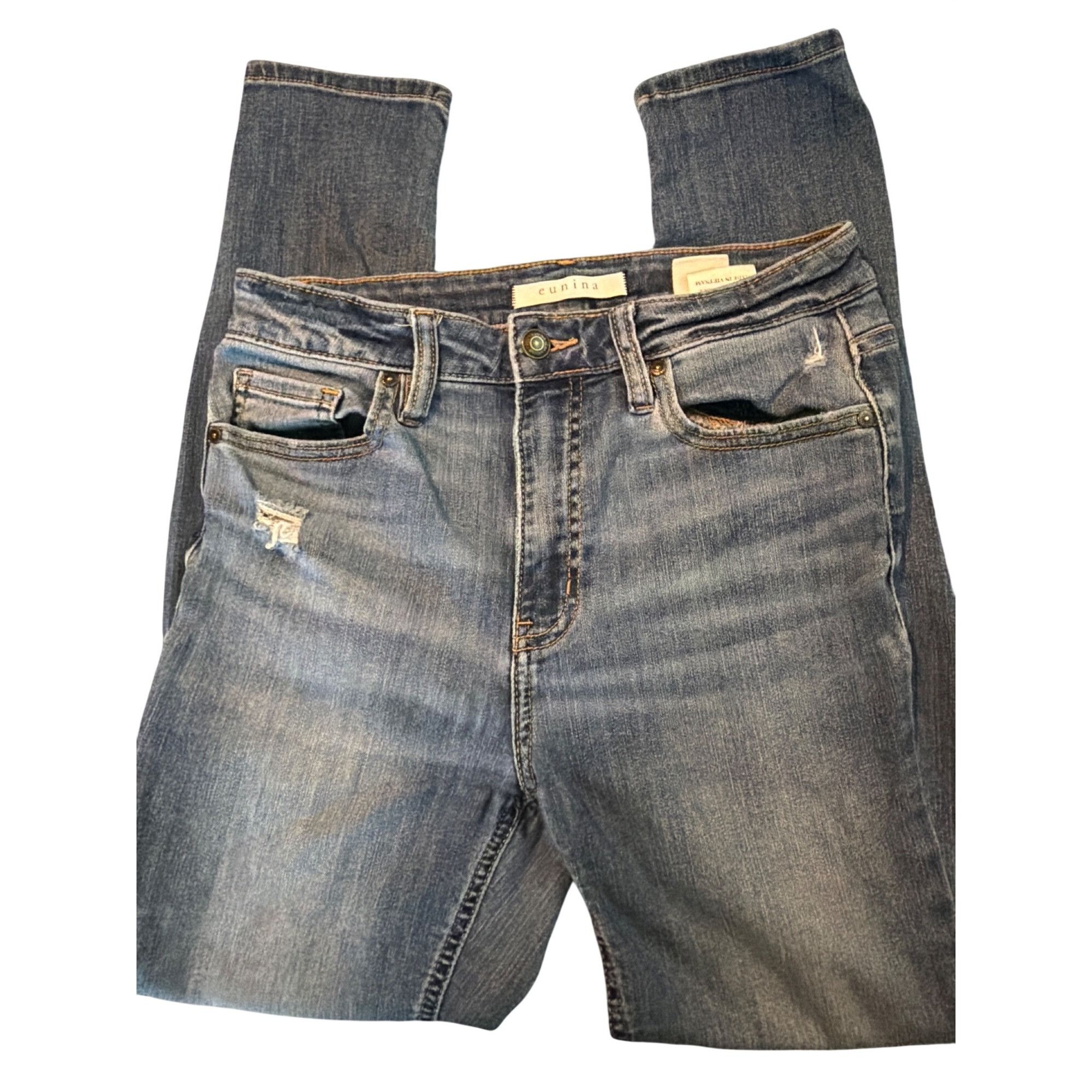 Other Eunina Bella Super Skinny High Rise Jeans Blue Denim Distres Size 26" / US 2 / IT 38 - 2 Thumbnail