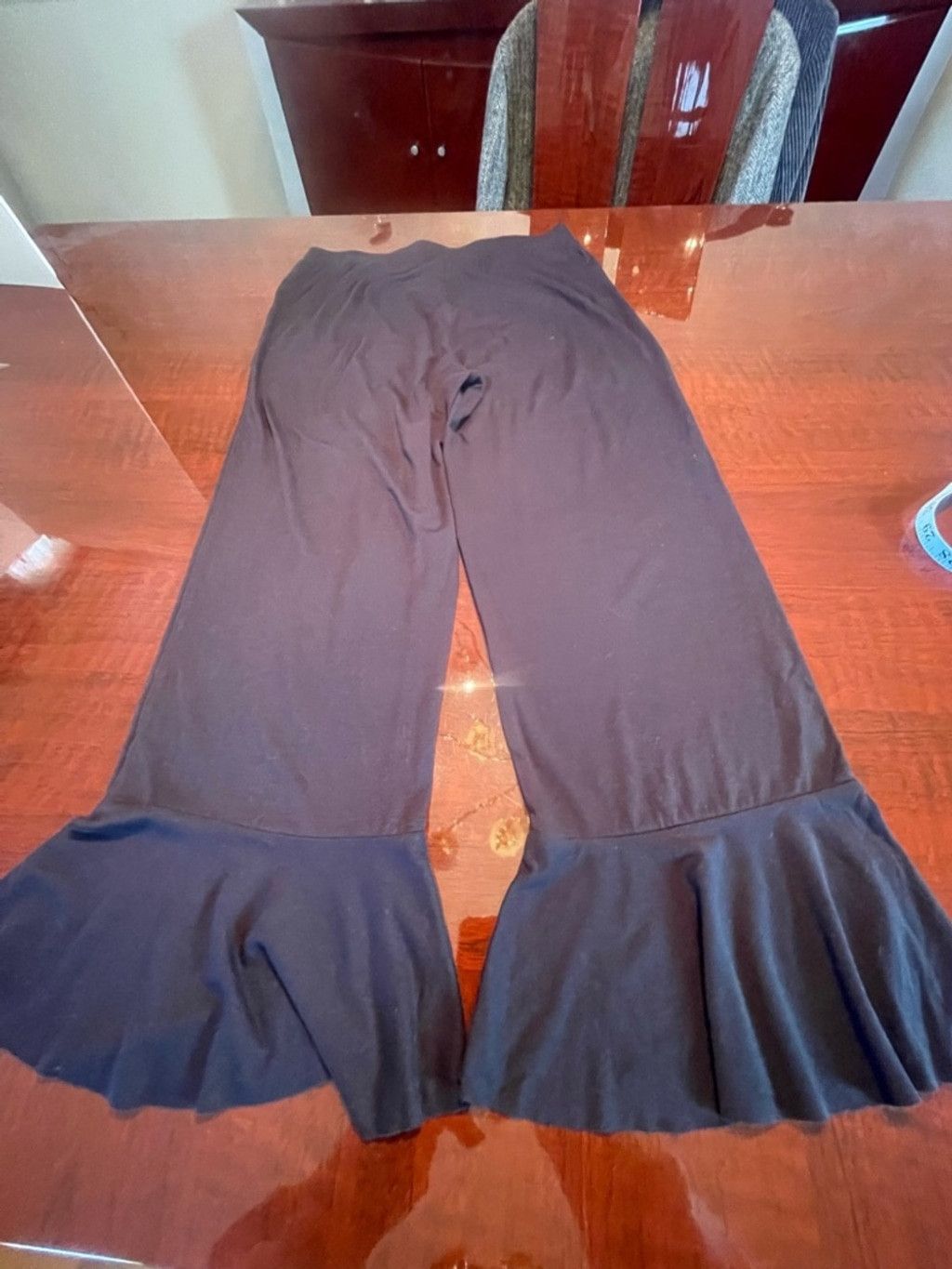 What Goes Around Comes Around Abound Ruffle Hem Wide Leg Pants Black Sz S High Waist Size 25" / US 0 / IT 36 - 7 Thumbnail