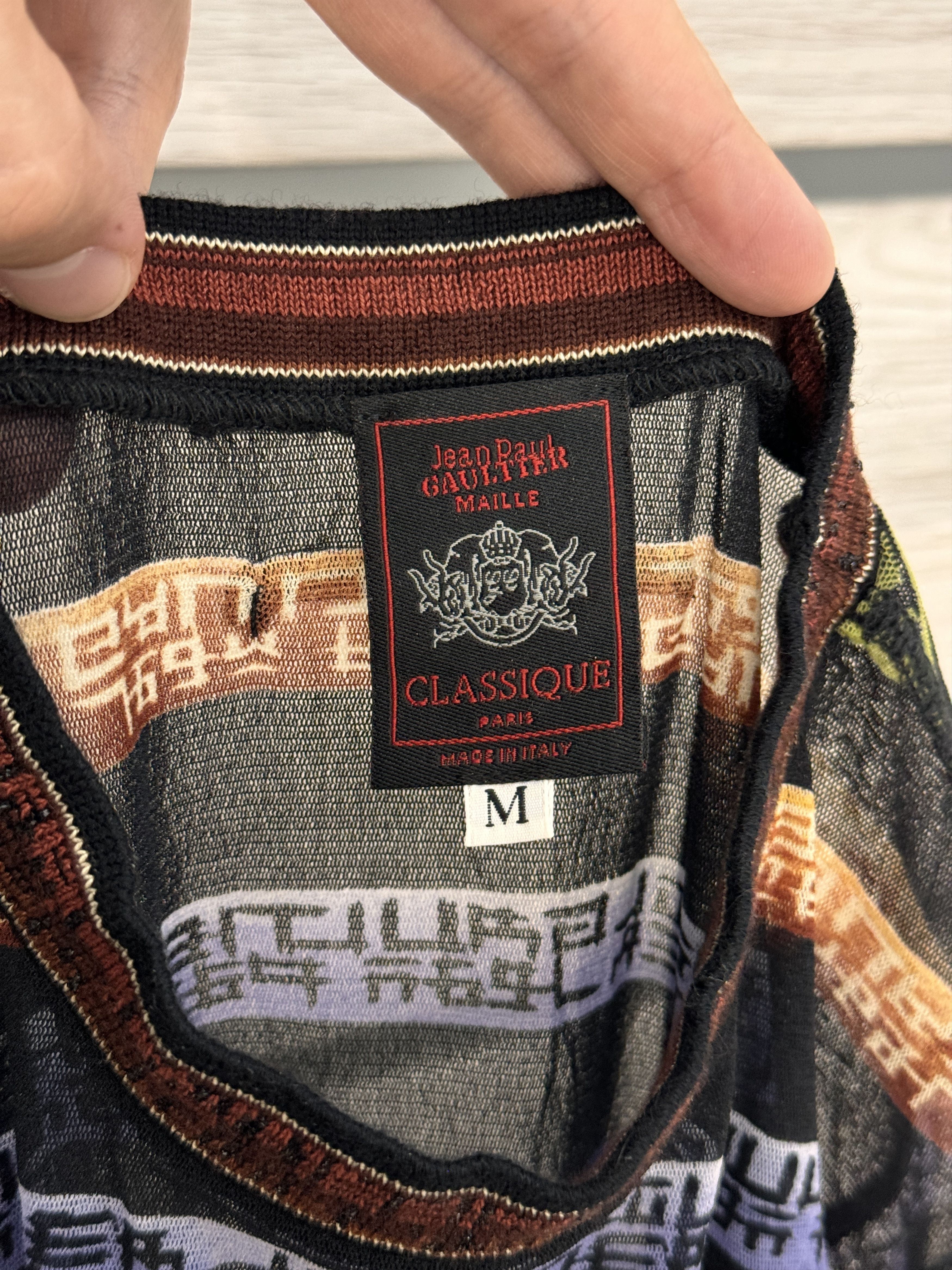 Jean Paul Gaultier × Vintage Vintage Jean Paul Gaultier Mesh Top LS Stripe Logo Print Size M / US 6-8 / IT 42-44 - 10 Thumbnail