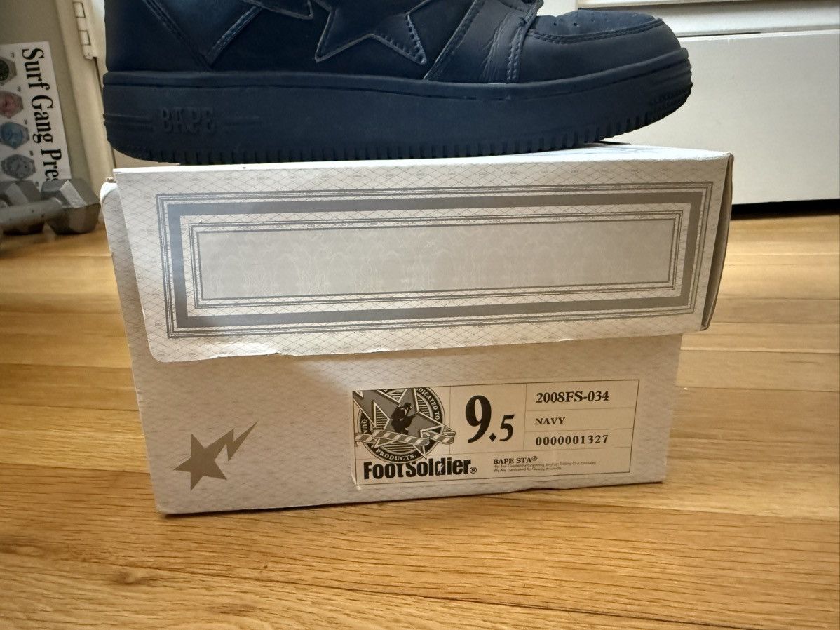 Bape Bape Navy Blue 2008 Leather Bapestas Foot Soldier US9.5 Size US 9.5 / EU 42-43 - 11 Thumbnail