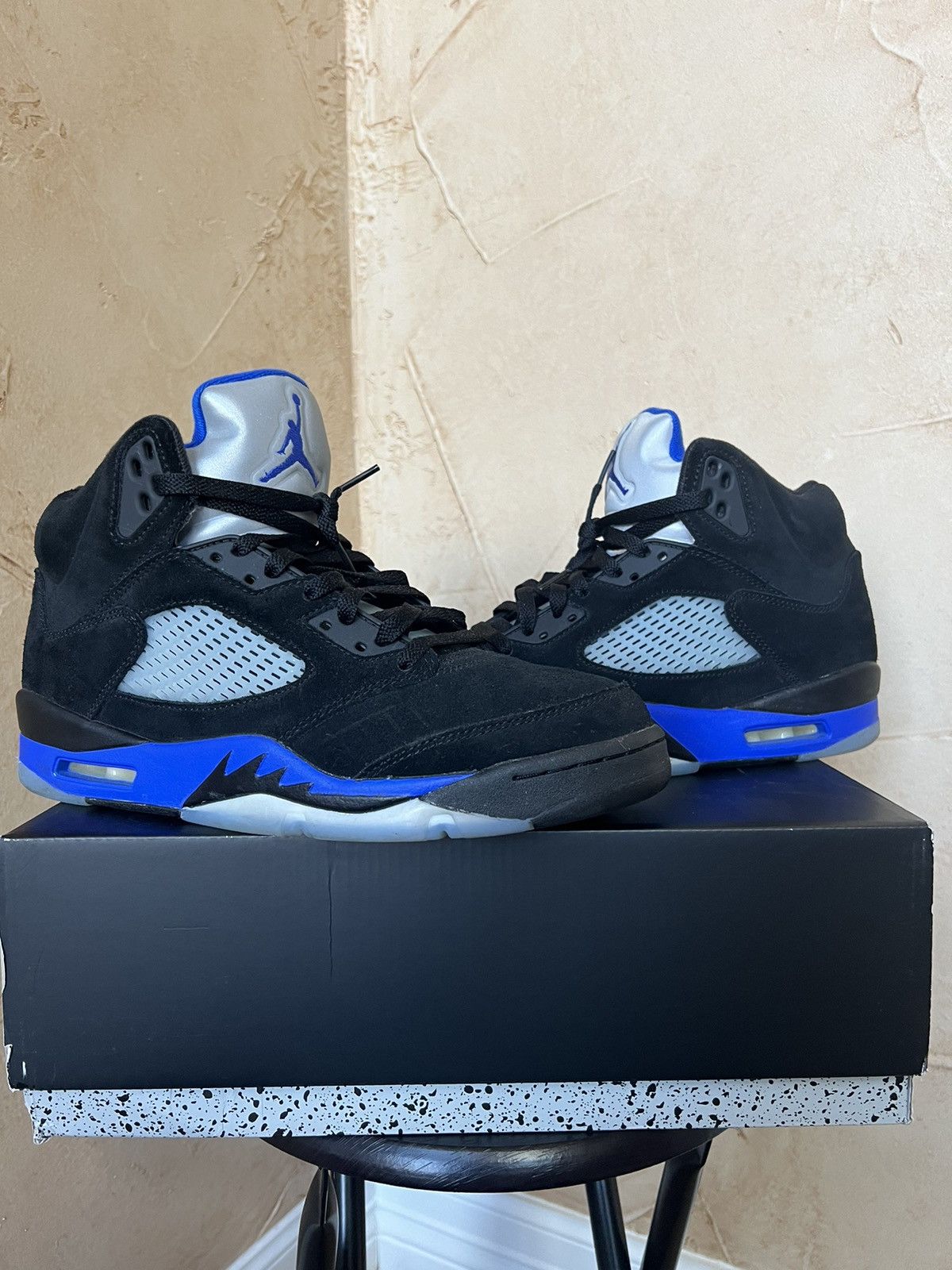 image of Jordan Brand 5 Racer Blue Shoes in Black, Men's (Size 10)