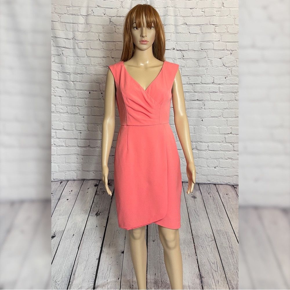 Adrianna Papell New Adrianna Papell Crepe Sheath Sleeveless Pink Dress Size Size S / US 4 / IT 40 - 2 Thumbnail