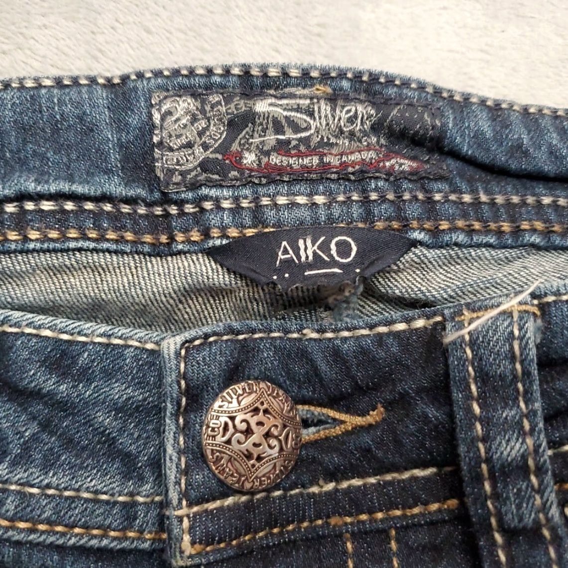 Silver Jeans Co. VINTAGE Silver Jeans Women's Jeans Blue Aiko Boot Cut Cowboy Western Rodeo Thick Stitch 27x33 Black? Size 27" / US 4 / IT 40 - 5 Thumbnail