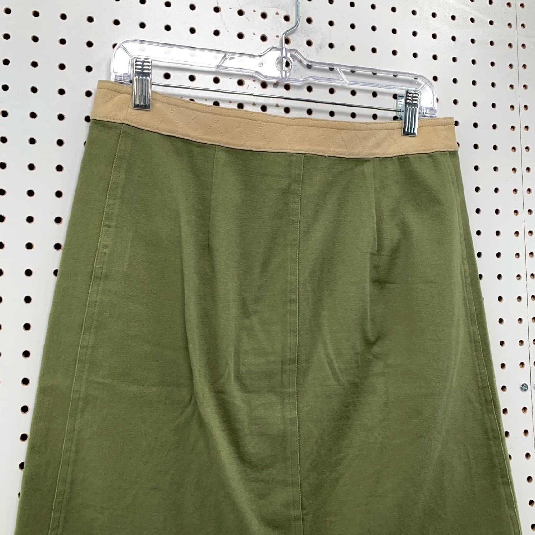 Tory Burch Skirt Womens 8 Cargo Pockets Military Green Gold Buttons Knee Length