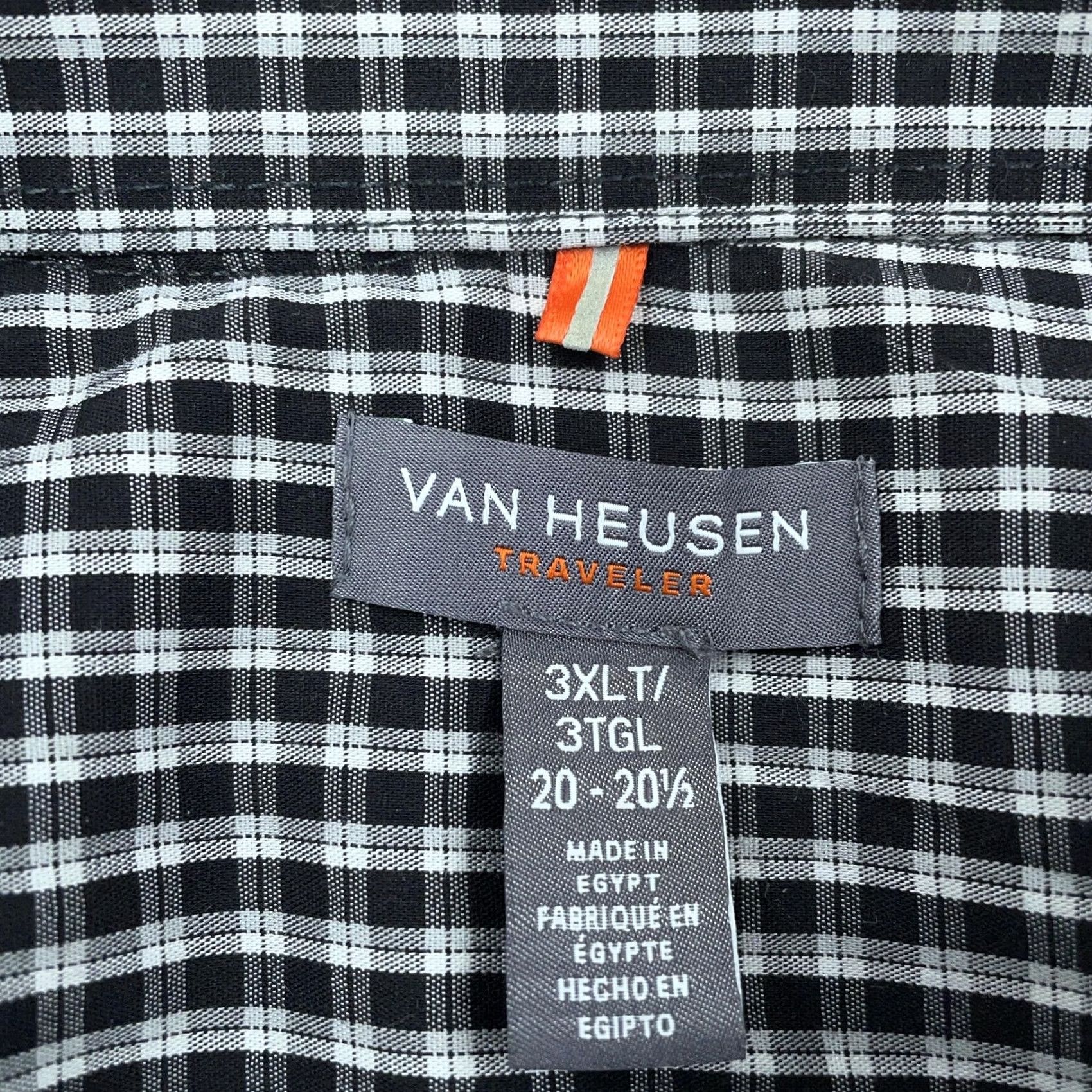 Van Heusen Van Heusen Dress Shirt Mens 3XLT Black White Check Collared Button Up Shirt Size 48R - 7 Thumbnail